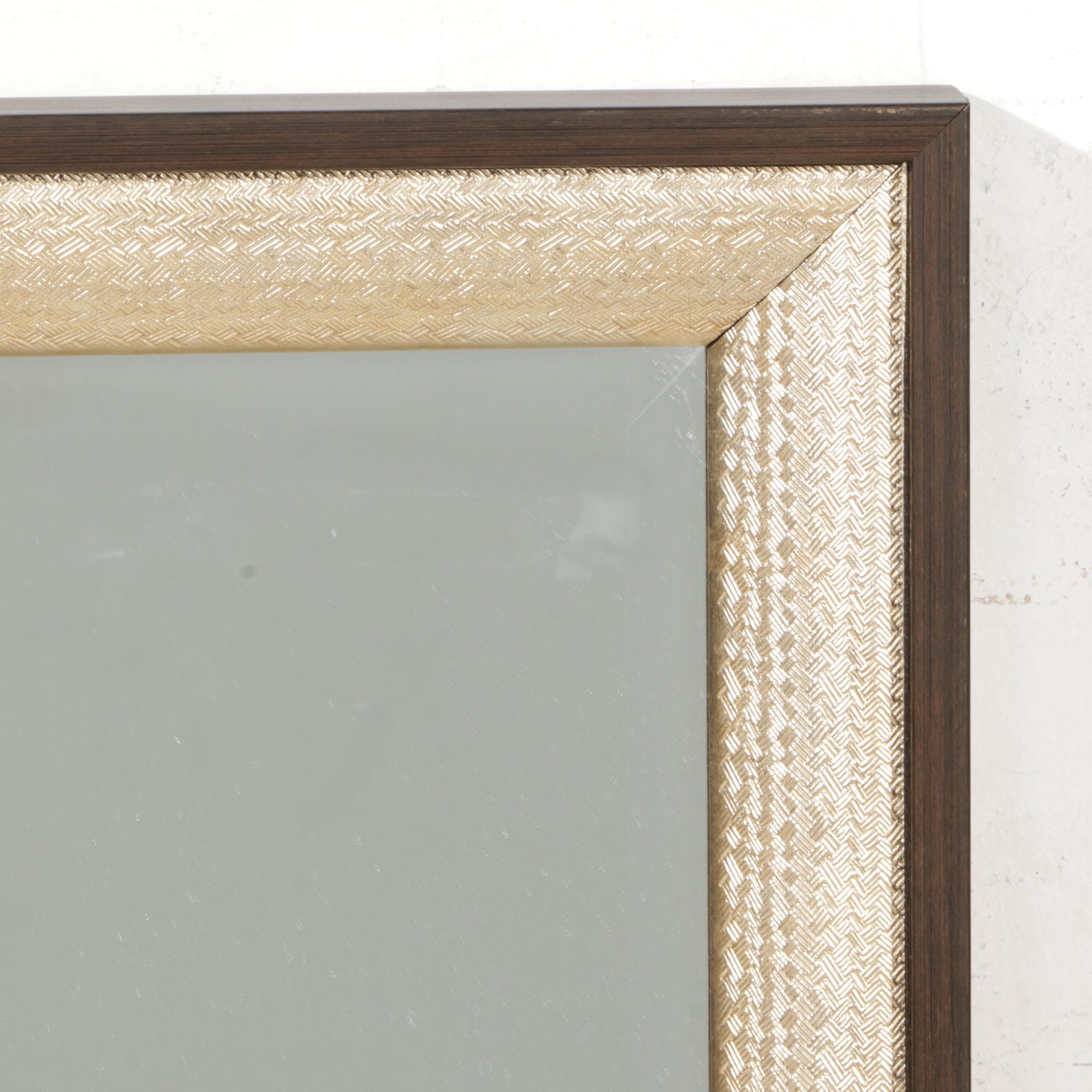 Champagne and Wood Veneer Beveled Wall Mirror