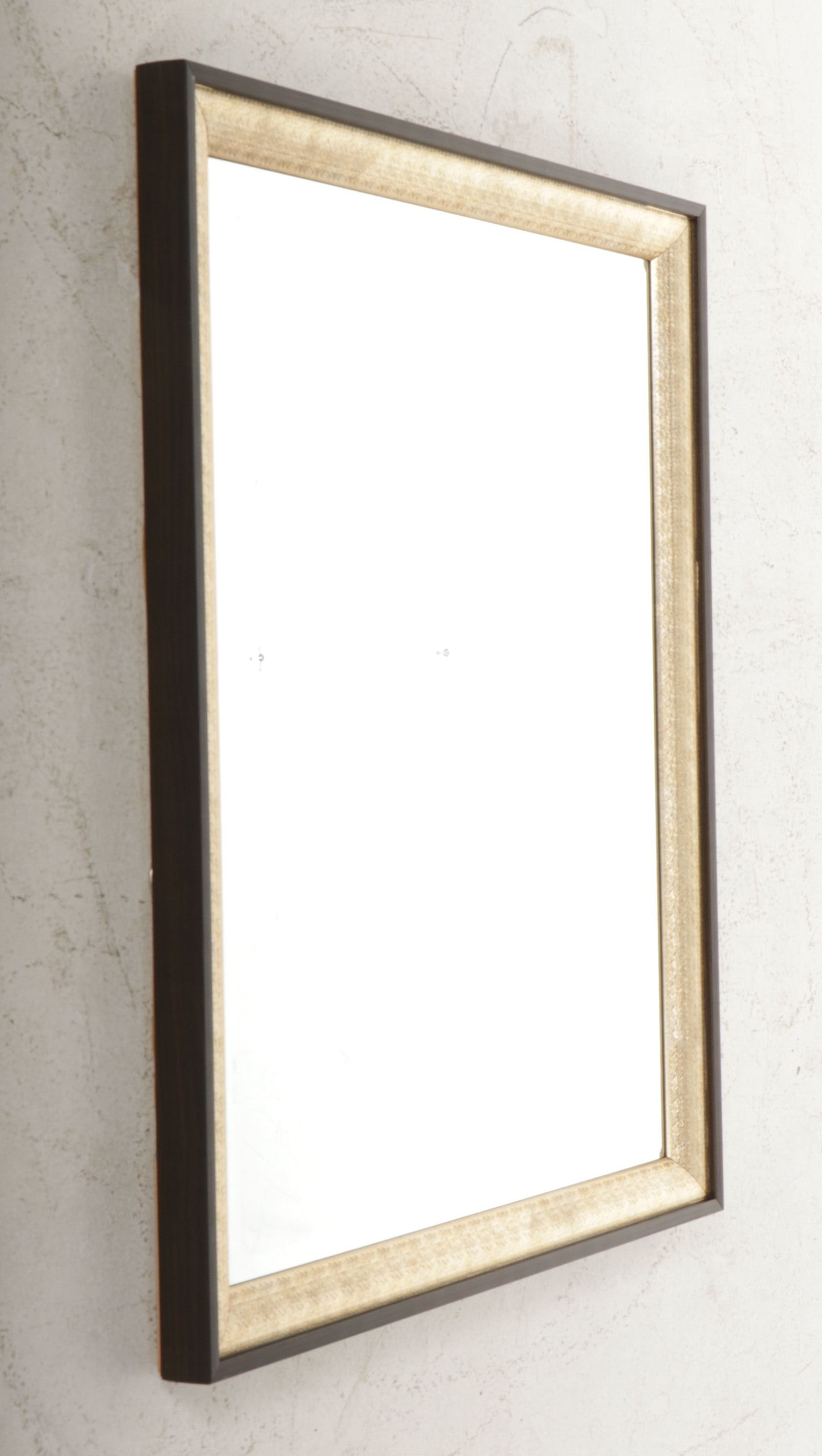 Champagne and Wood Veneer Beveled Wall Mirror
