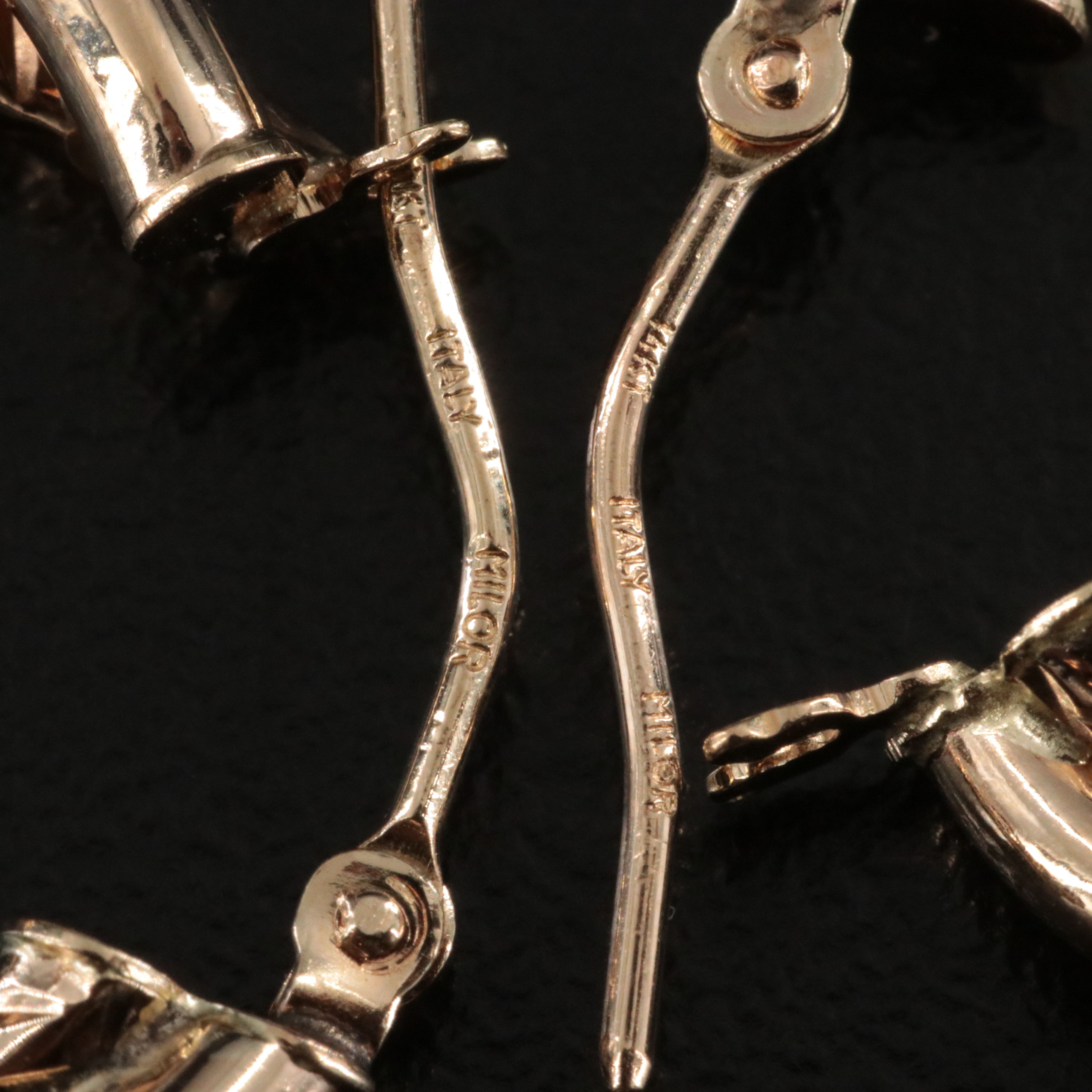 14K Braided Oval Hoop Earrings with Diamond-Cut Finish