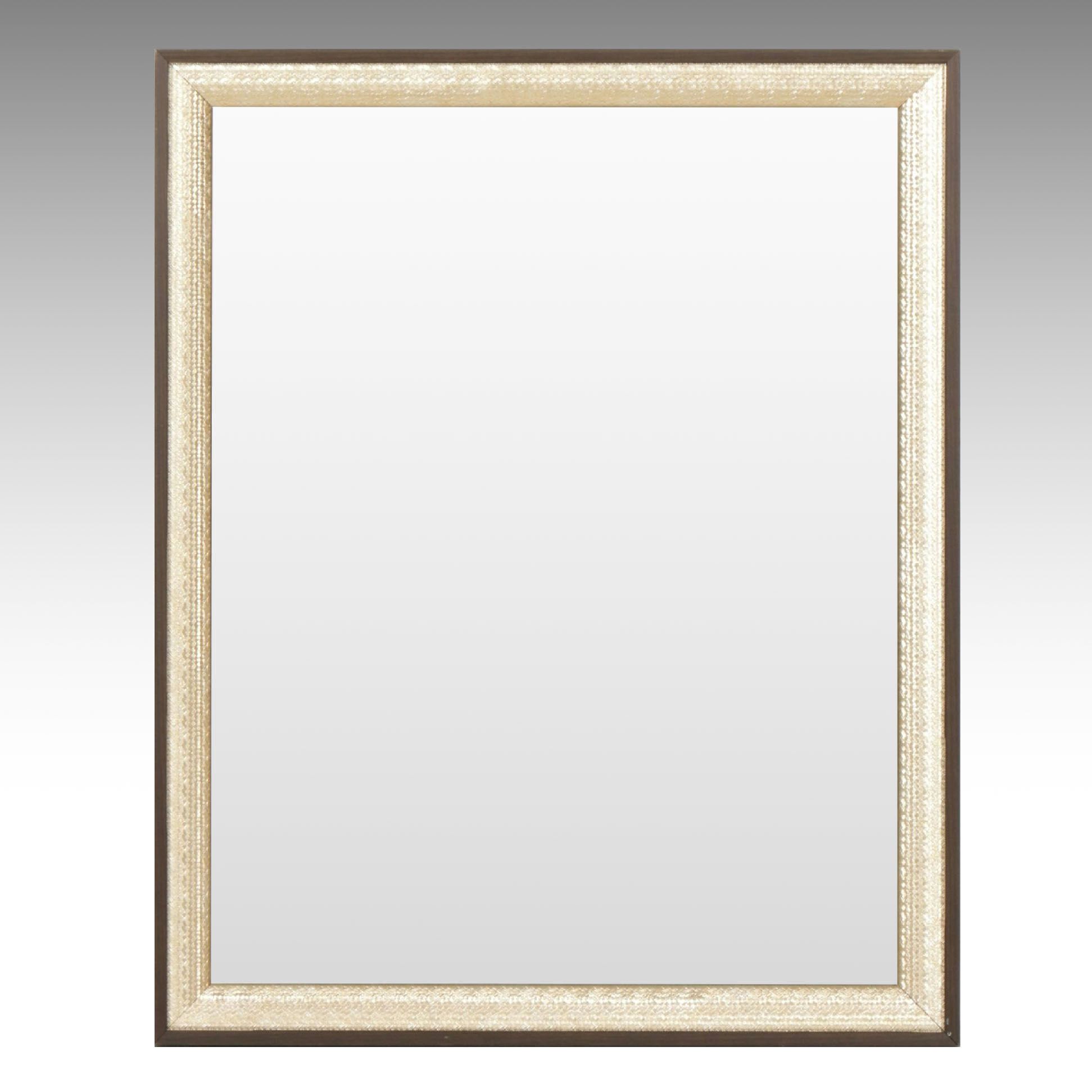 Champagne and Wood Veneer Beveled Wall Mirror