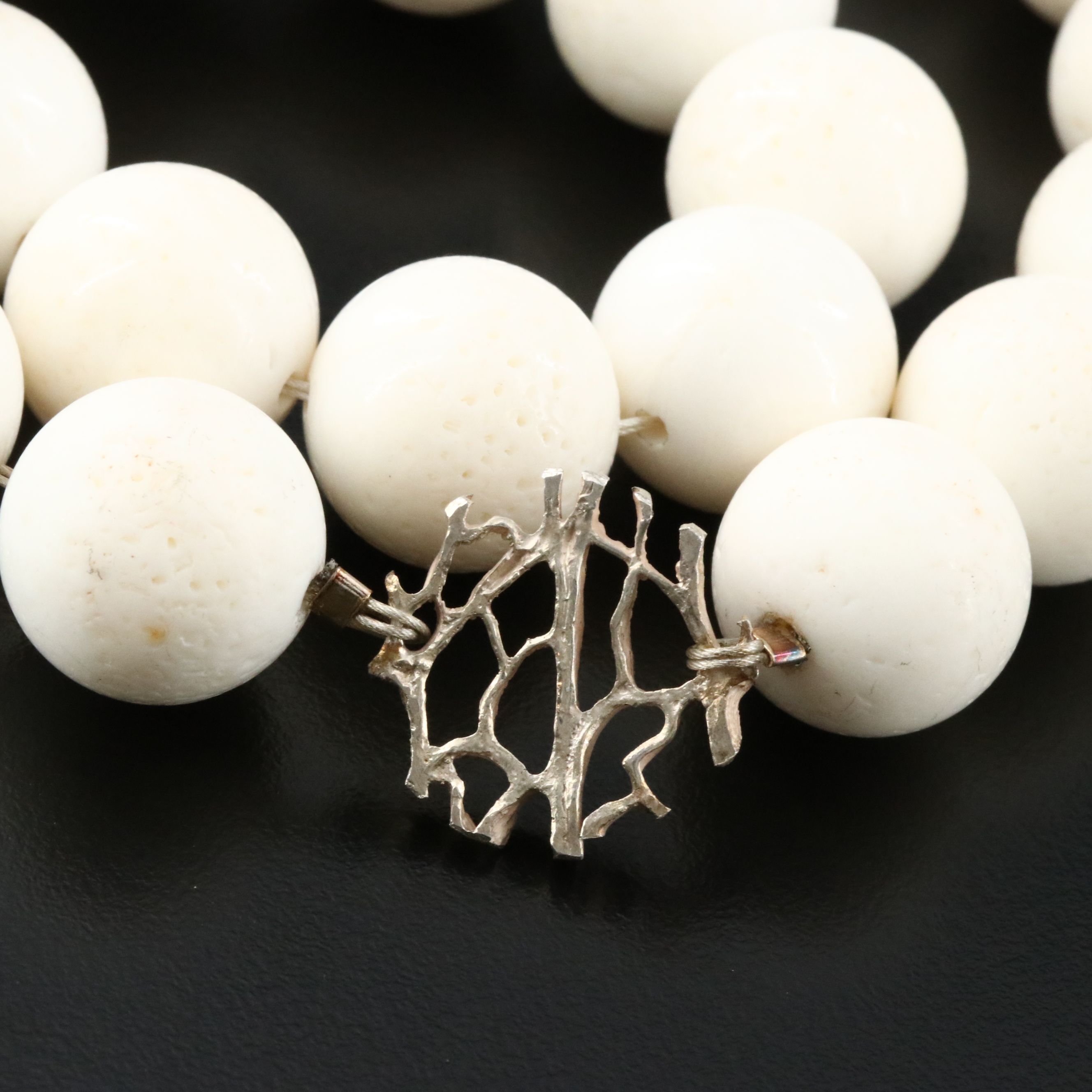 950 Silver Coral Necklace and Earrings Set