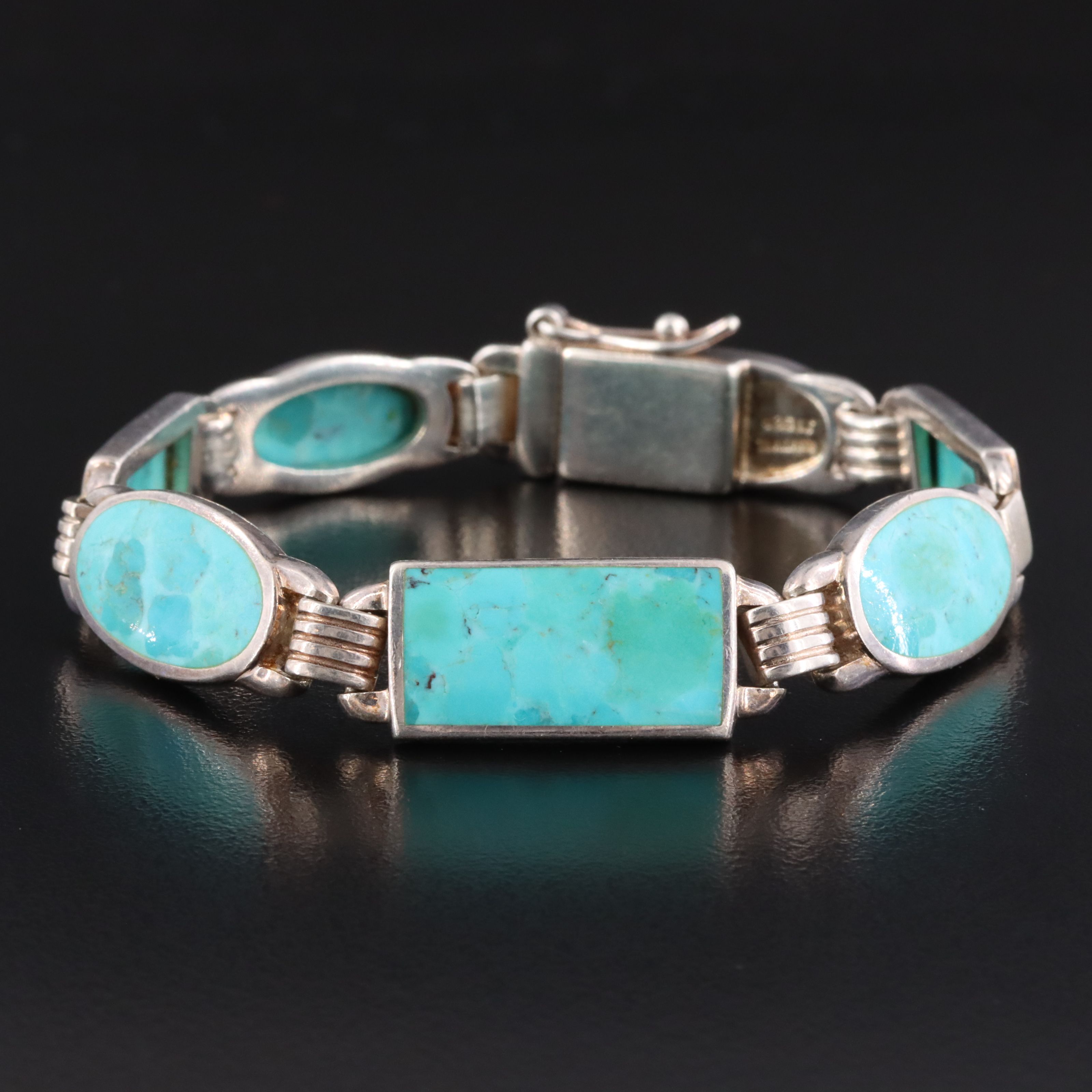 Sterling Composite Turquoise Link Bracelet