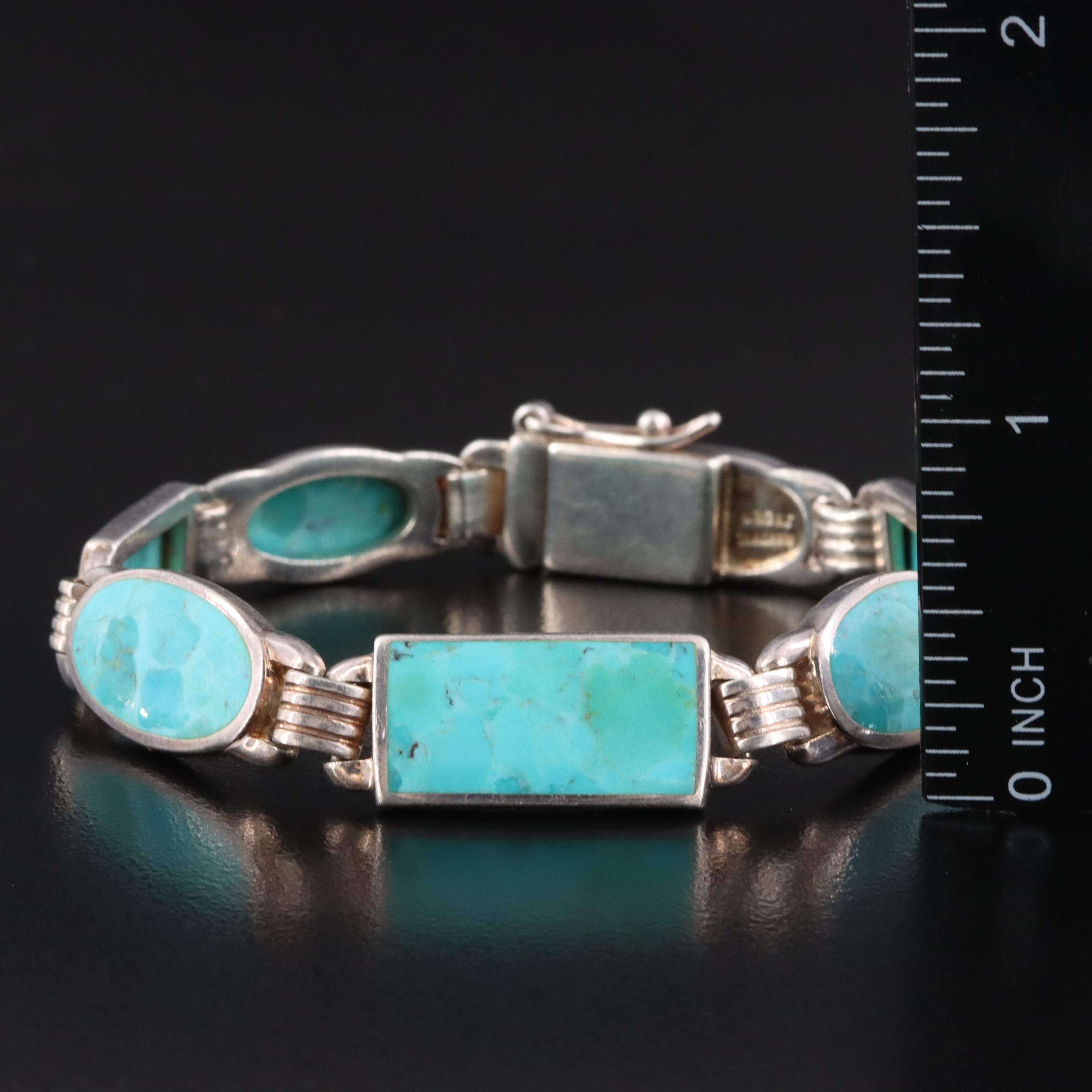 Sterling Composite Turquoise Link Bracelet