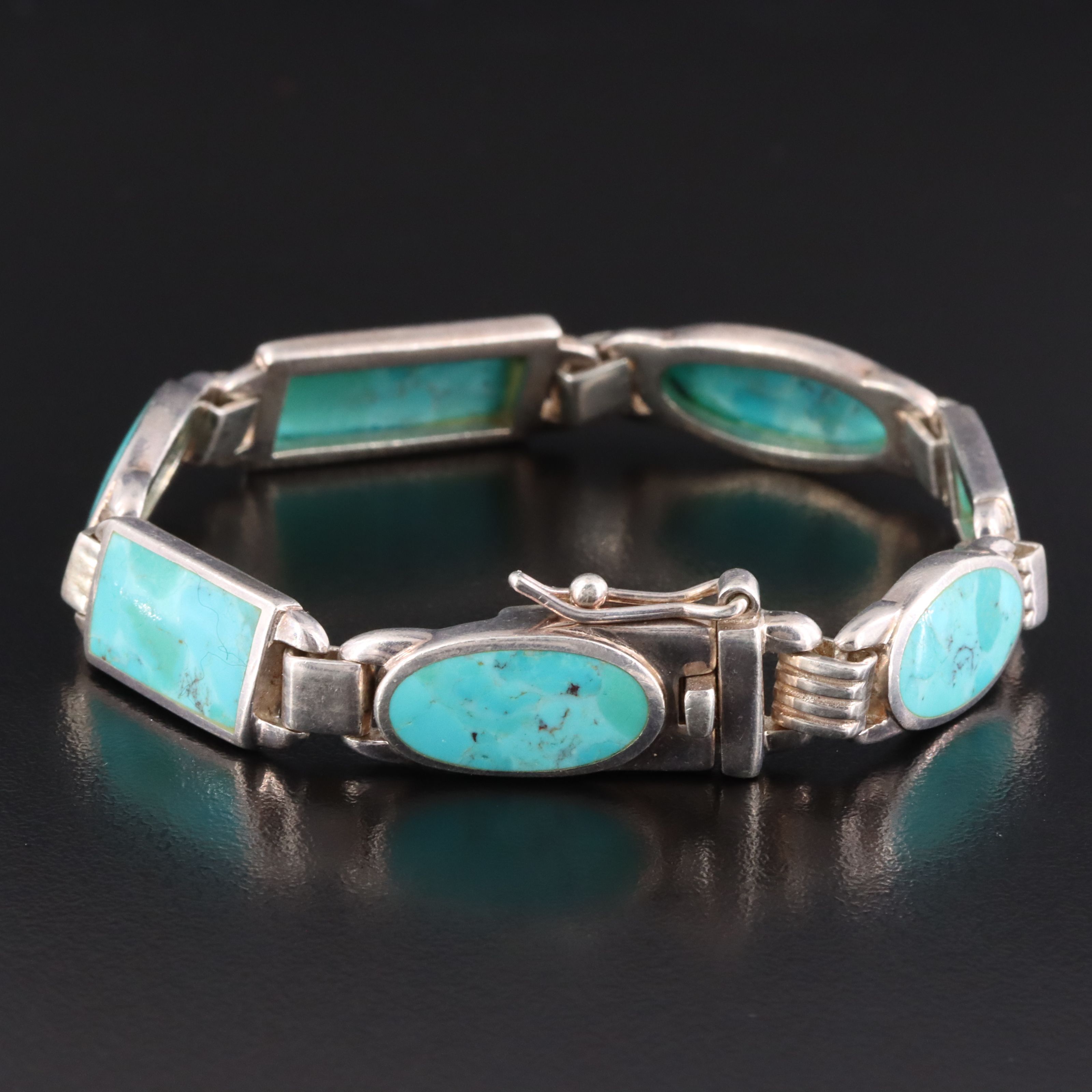 Sterling Composite Turquoise Link Bracelet