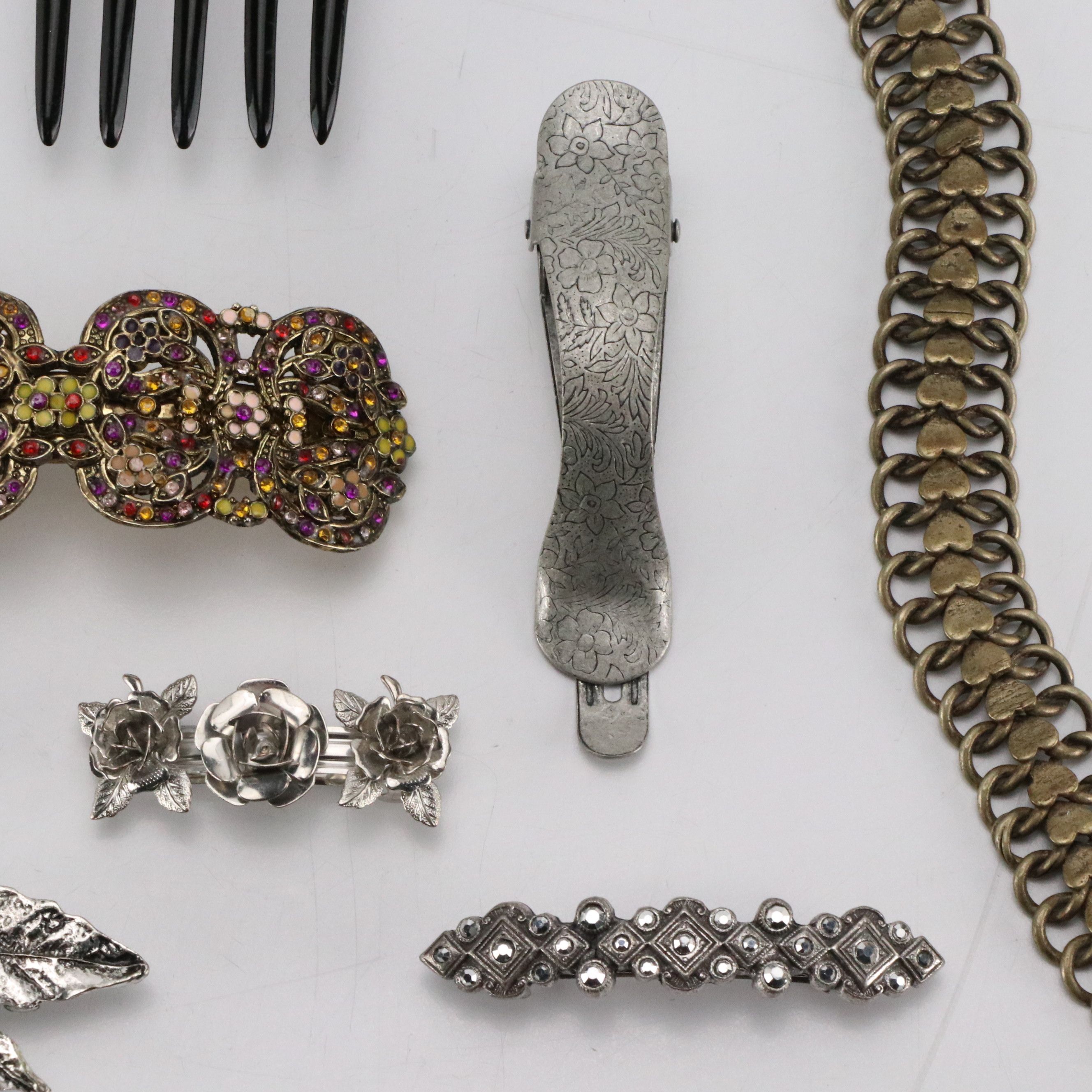 Brass Tone Metal Small Heart Chain Belt with Hair Accessories