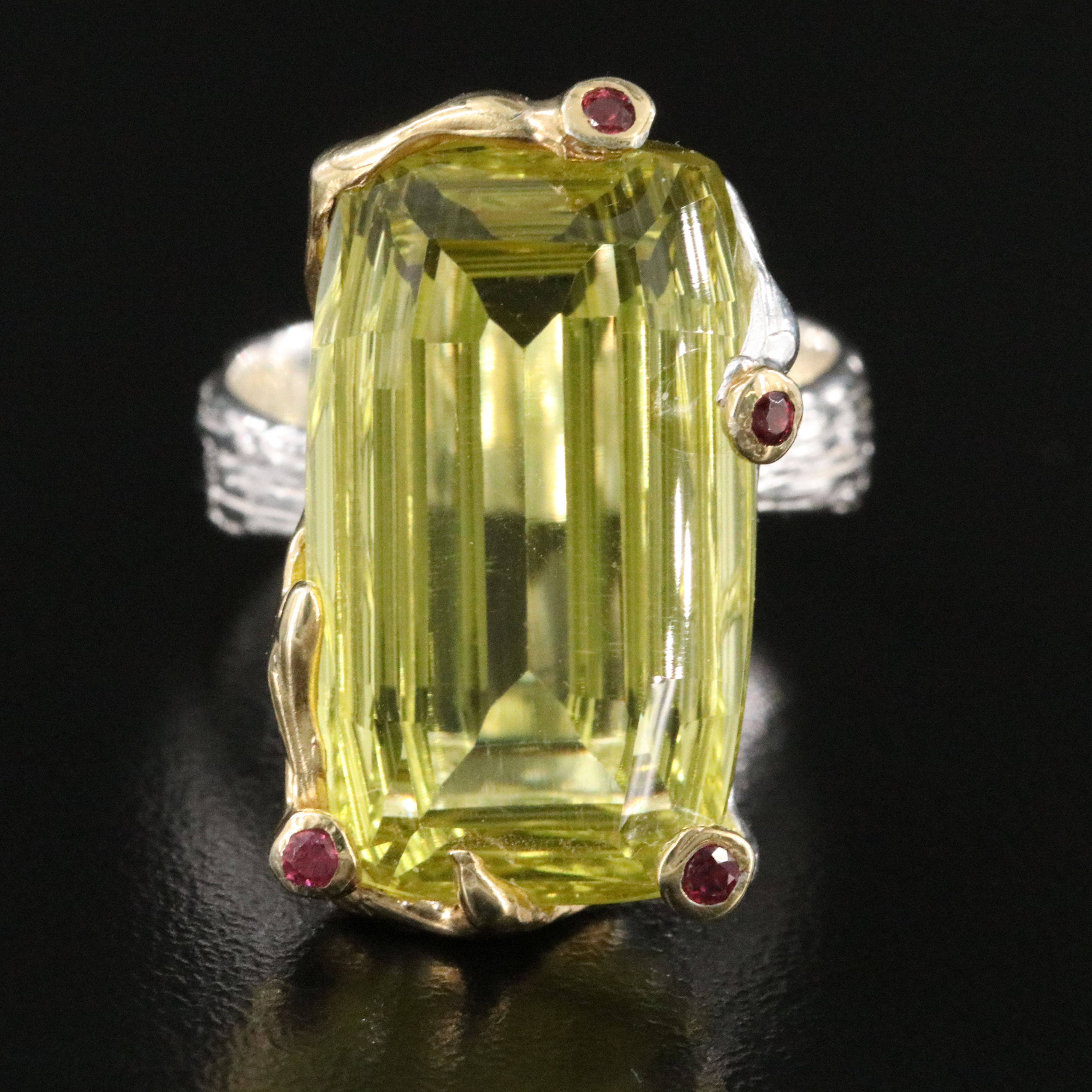 Sterling Citrine and Garnet Ring