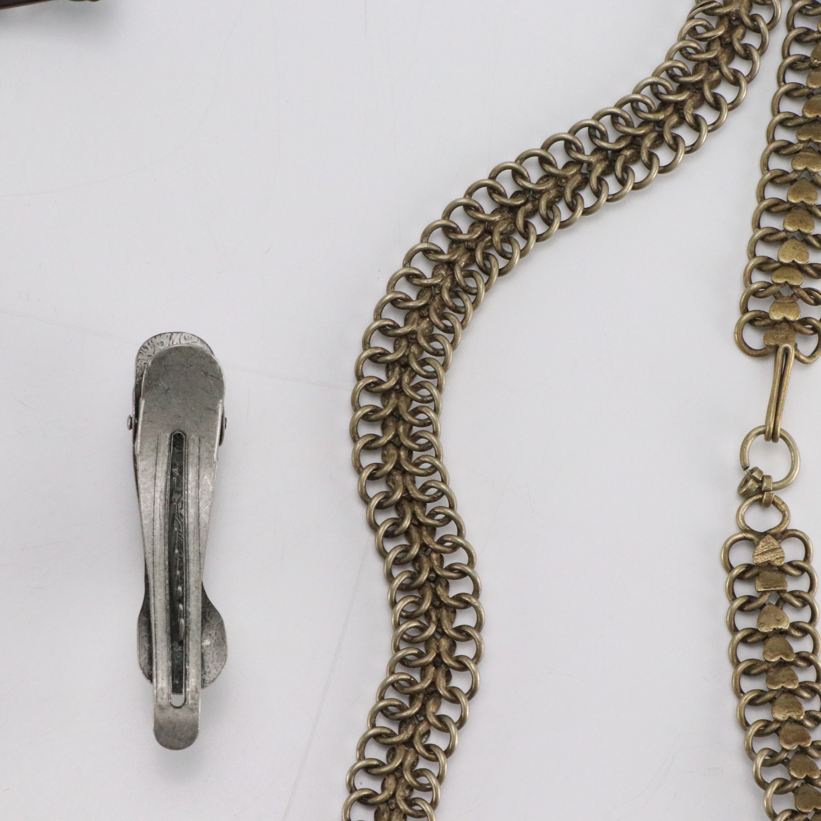 Brass Tone Metal Small Heart Chain Belt with Hair Accessories