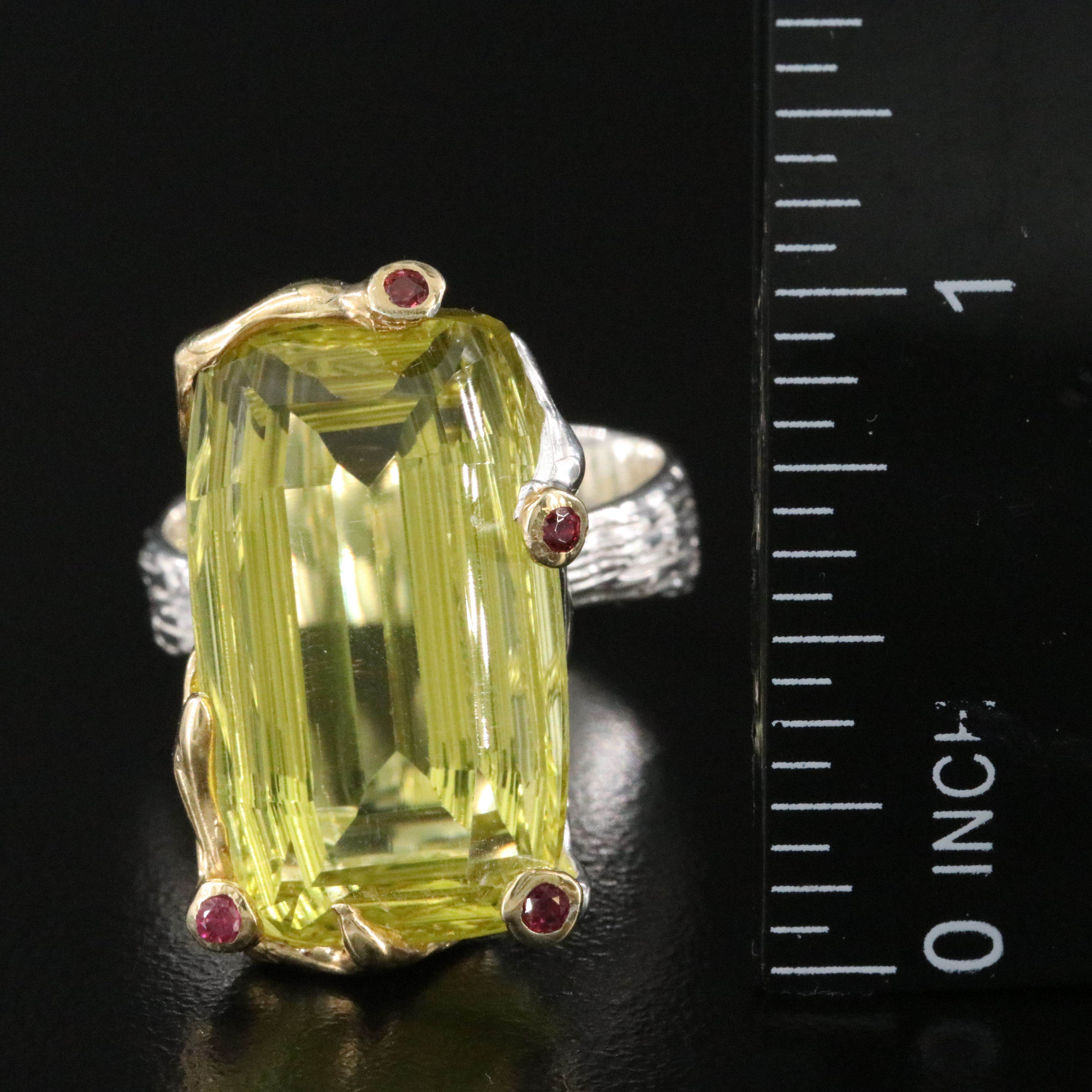 Sterling Citrine and Garnet Ring