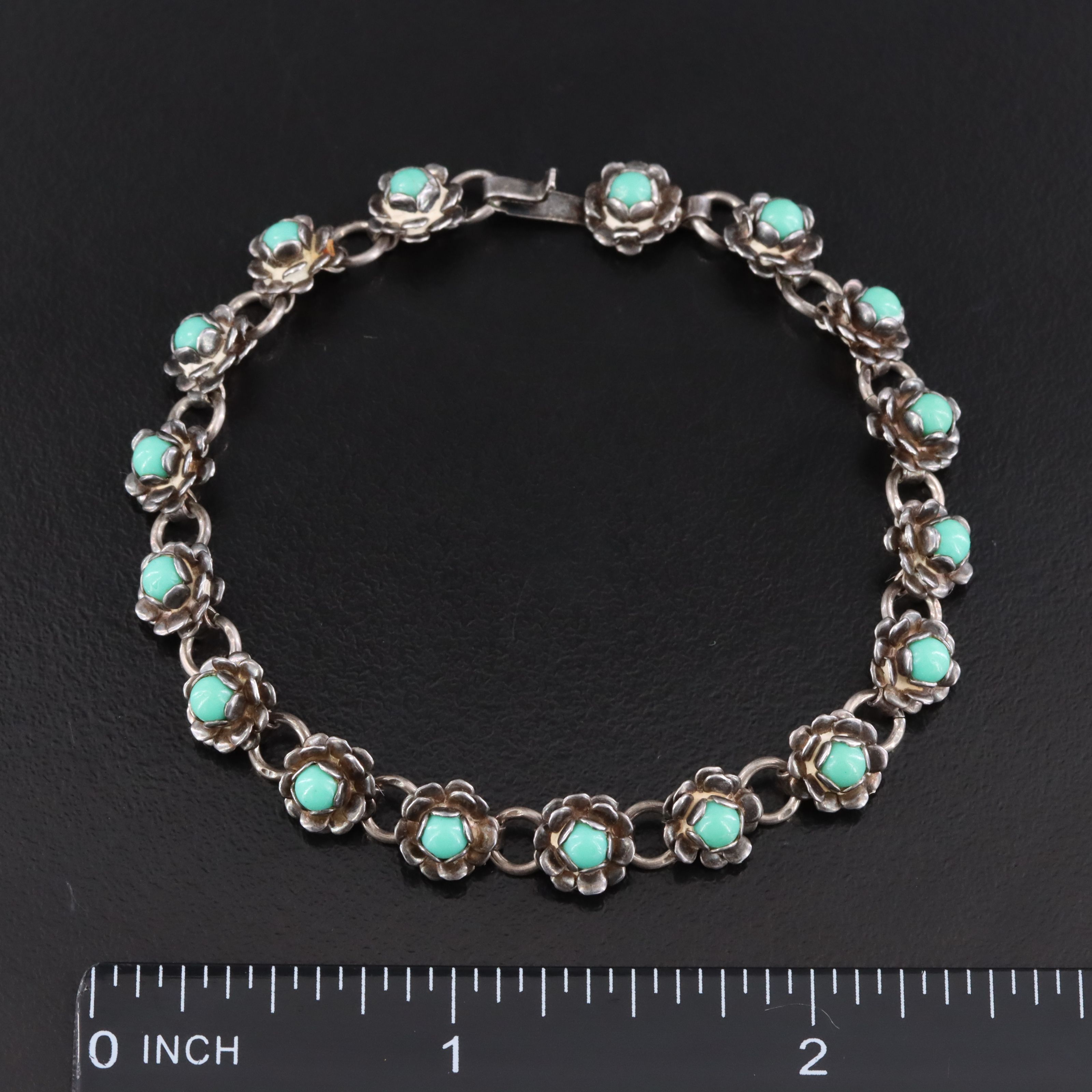 Vintage Mexican Sterling Floral Link Bracelet