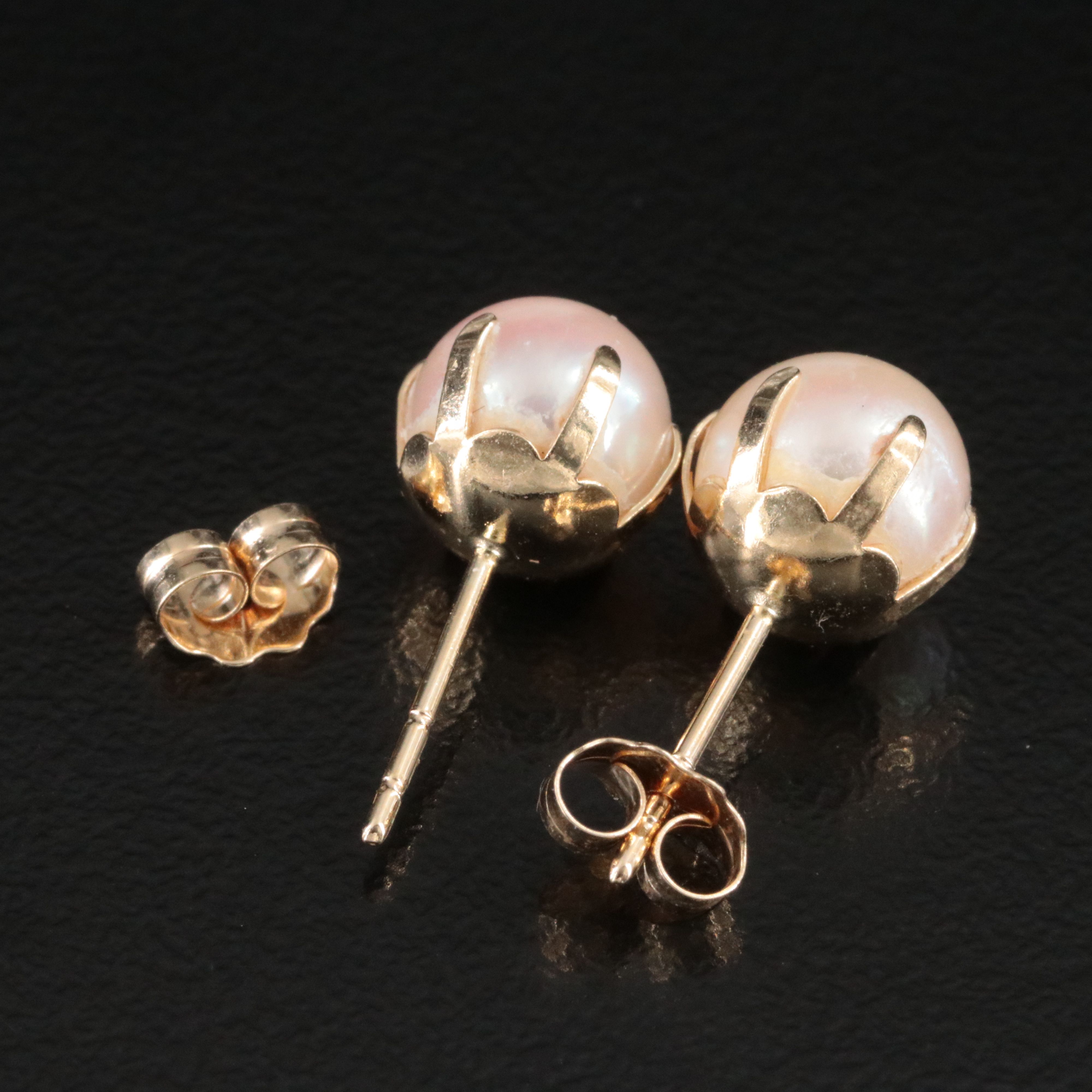 14K Pearl Stud Earrings