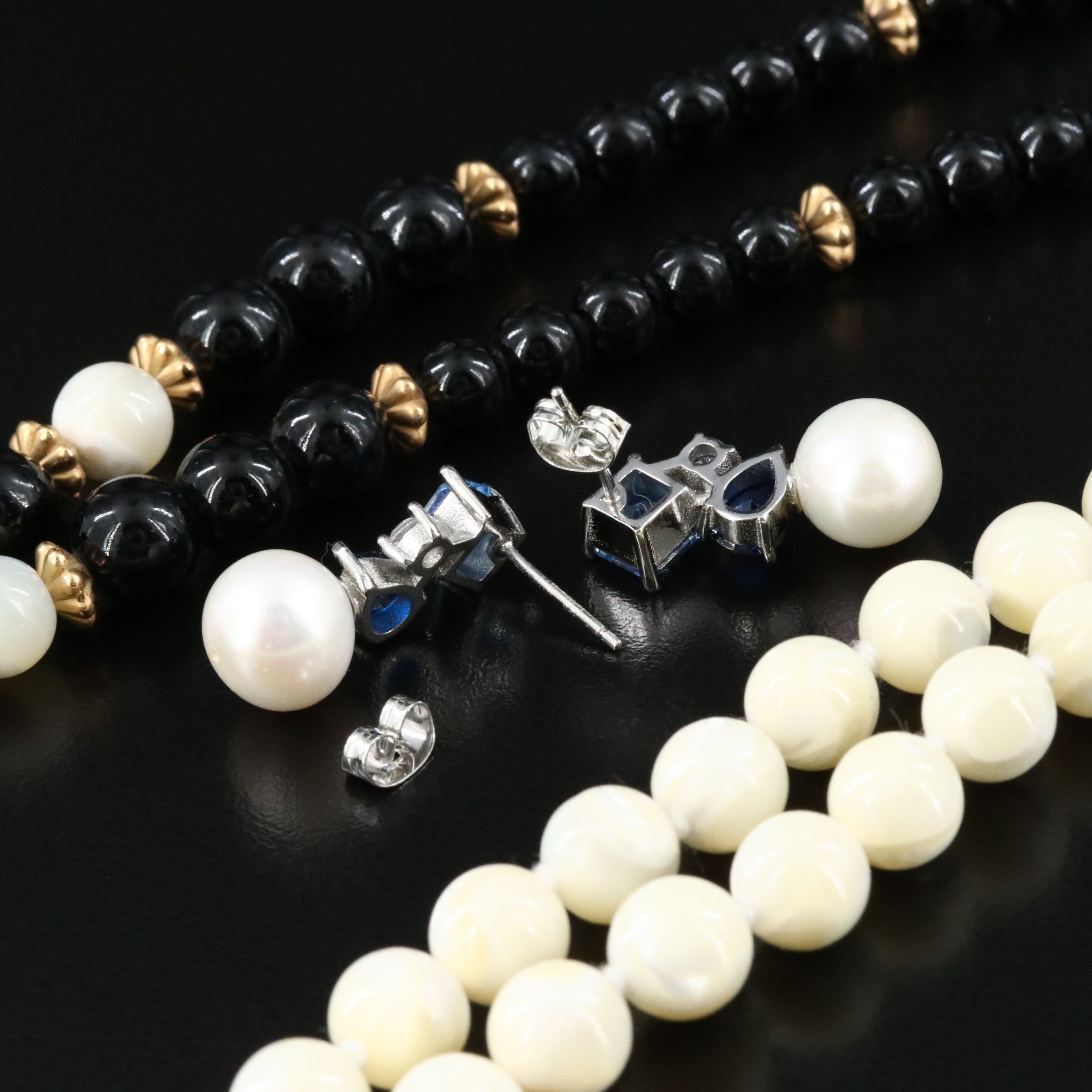 Assorted Jewelry Featuring 14K, Pearl, Spinel, and Mother of Pearl