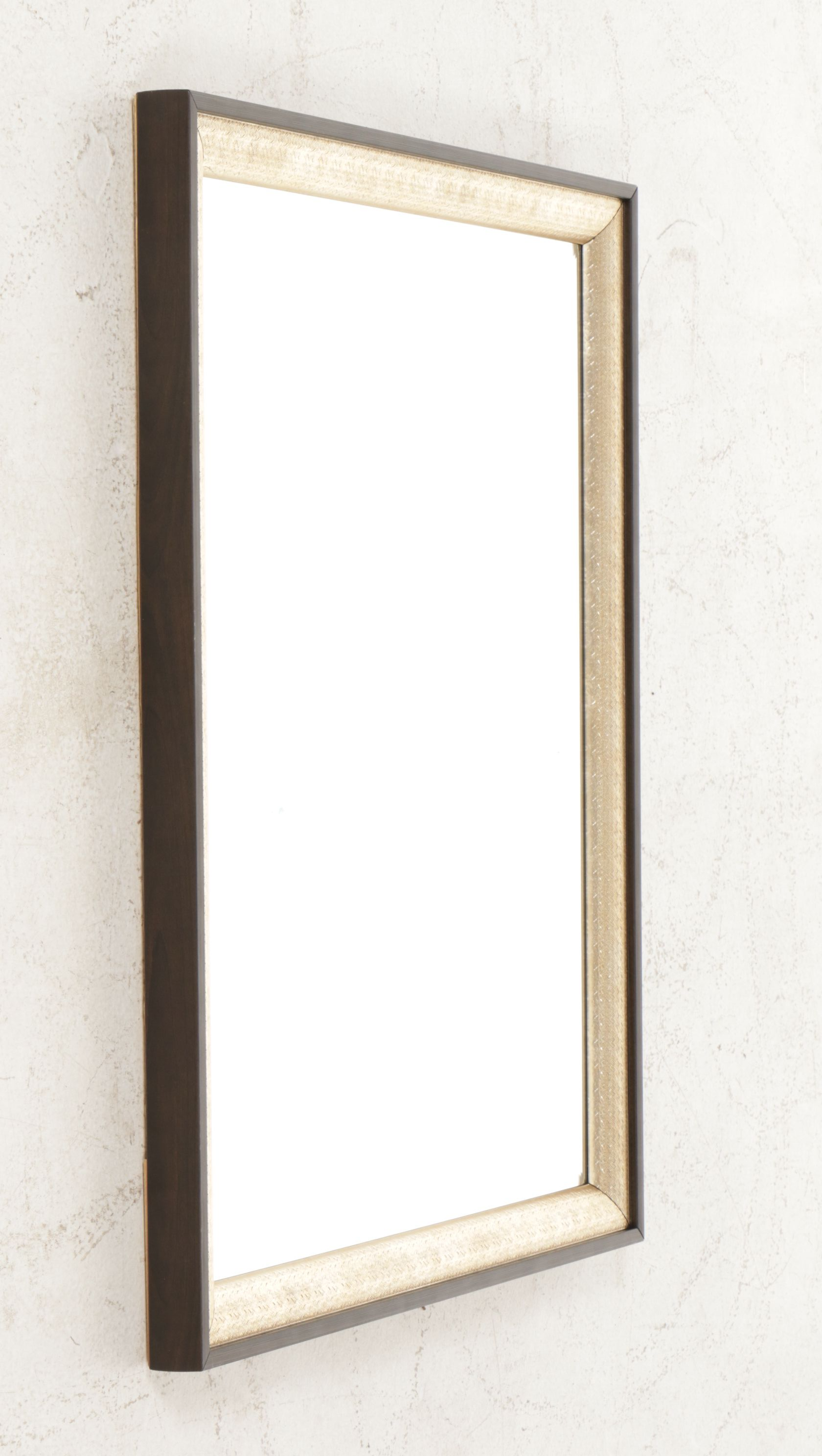 Champagne and Wood Veneer Beveled Wall Mirror