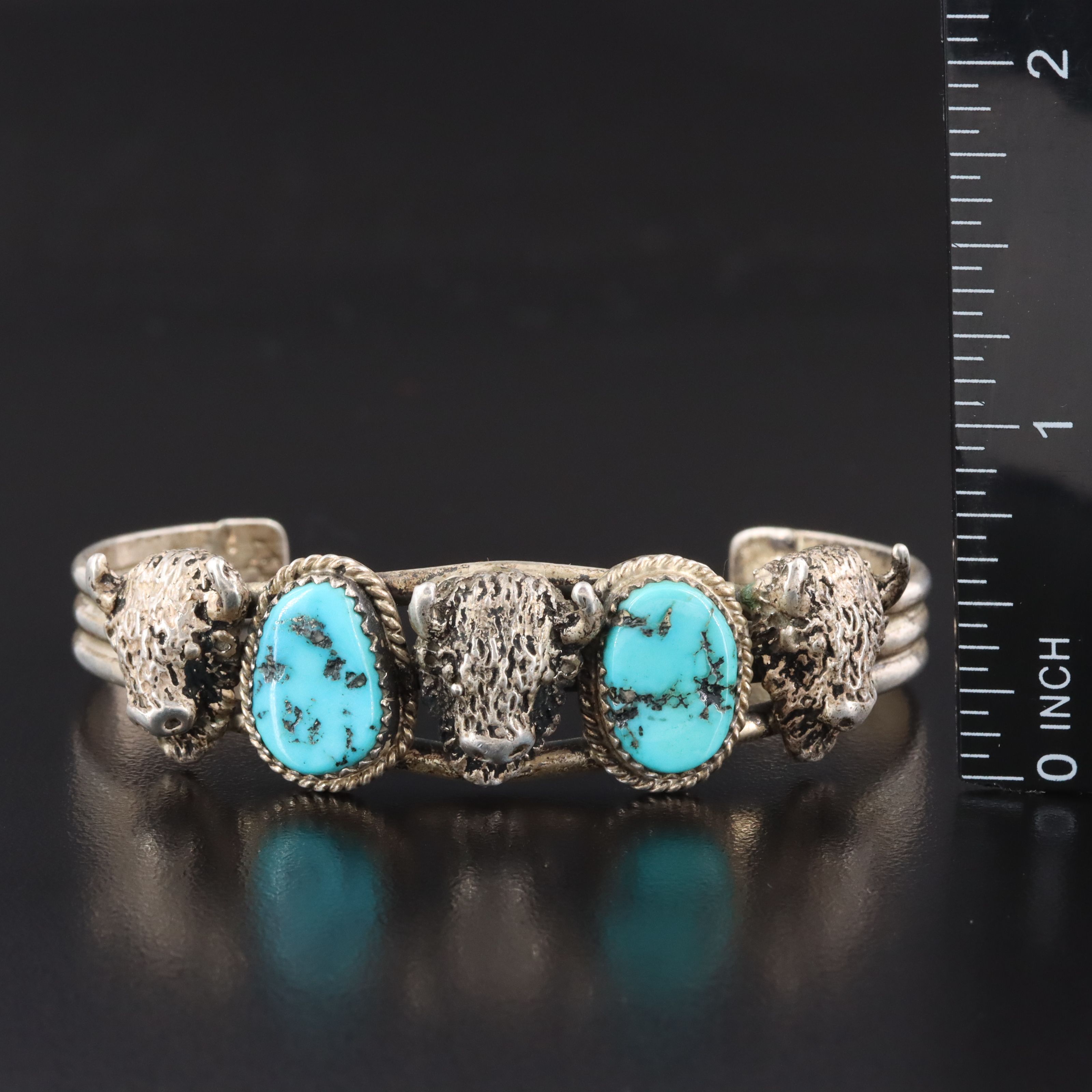 Running Bear Shop Sterling Turquoise Buffalo Bracelet