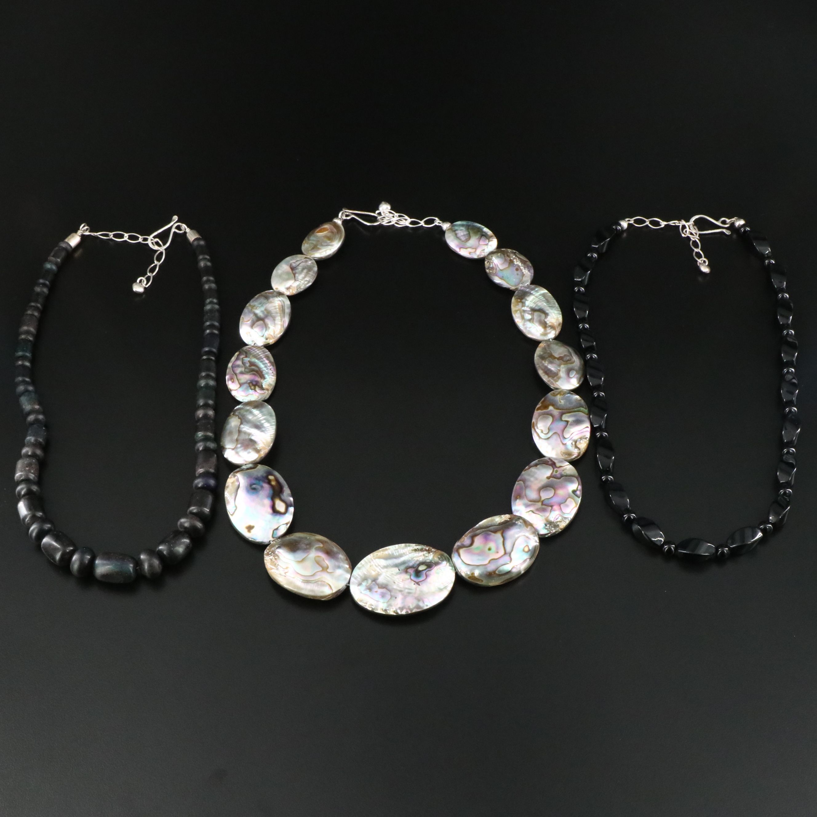 Desert Rose Trading Sterling Necklaces Including Abalone and Black Onyx