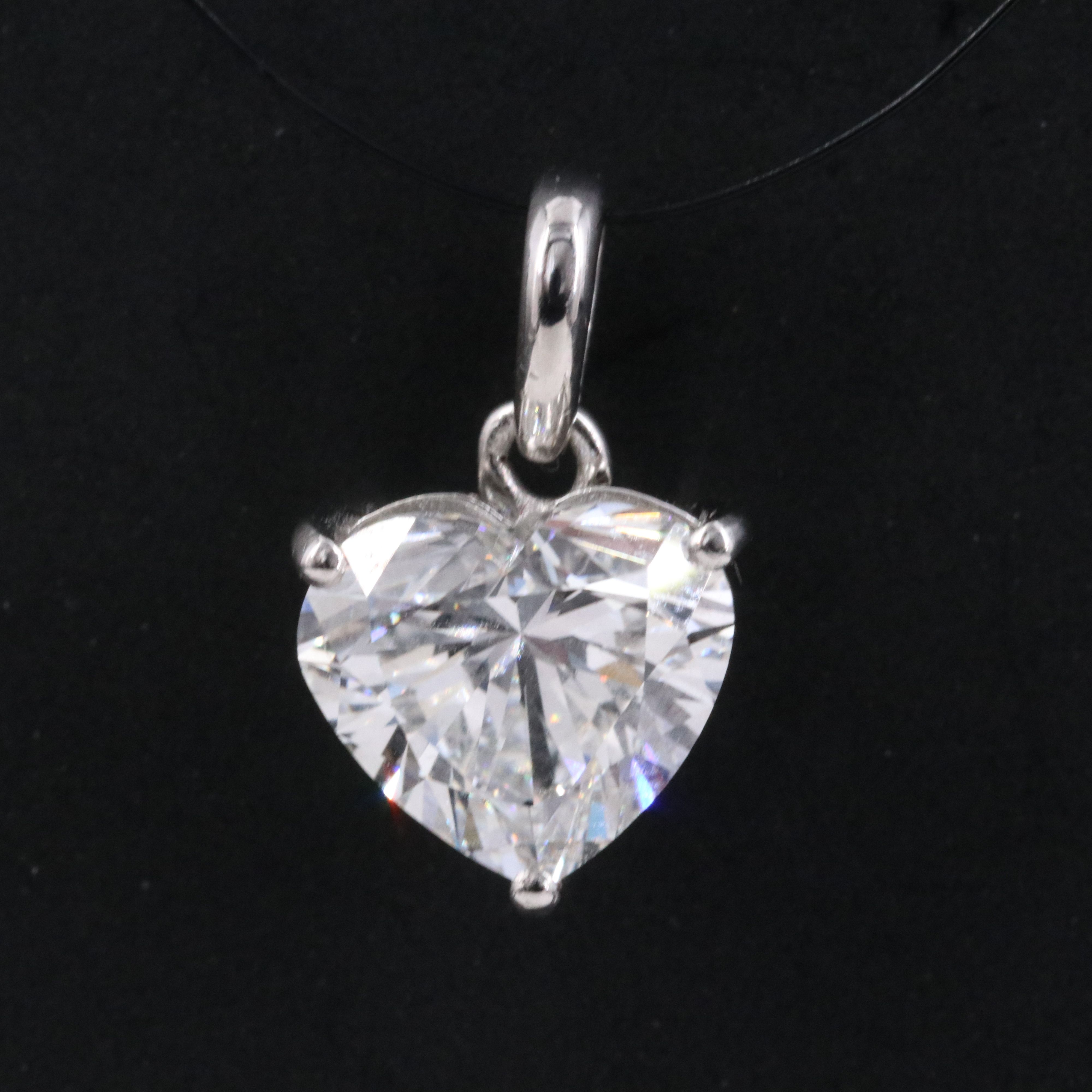 Platinum 2.59 CT Lab Grown Diamond Heart Solitaire Pendant