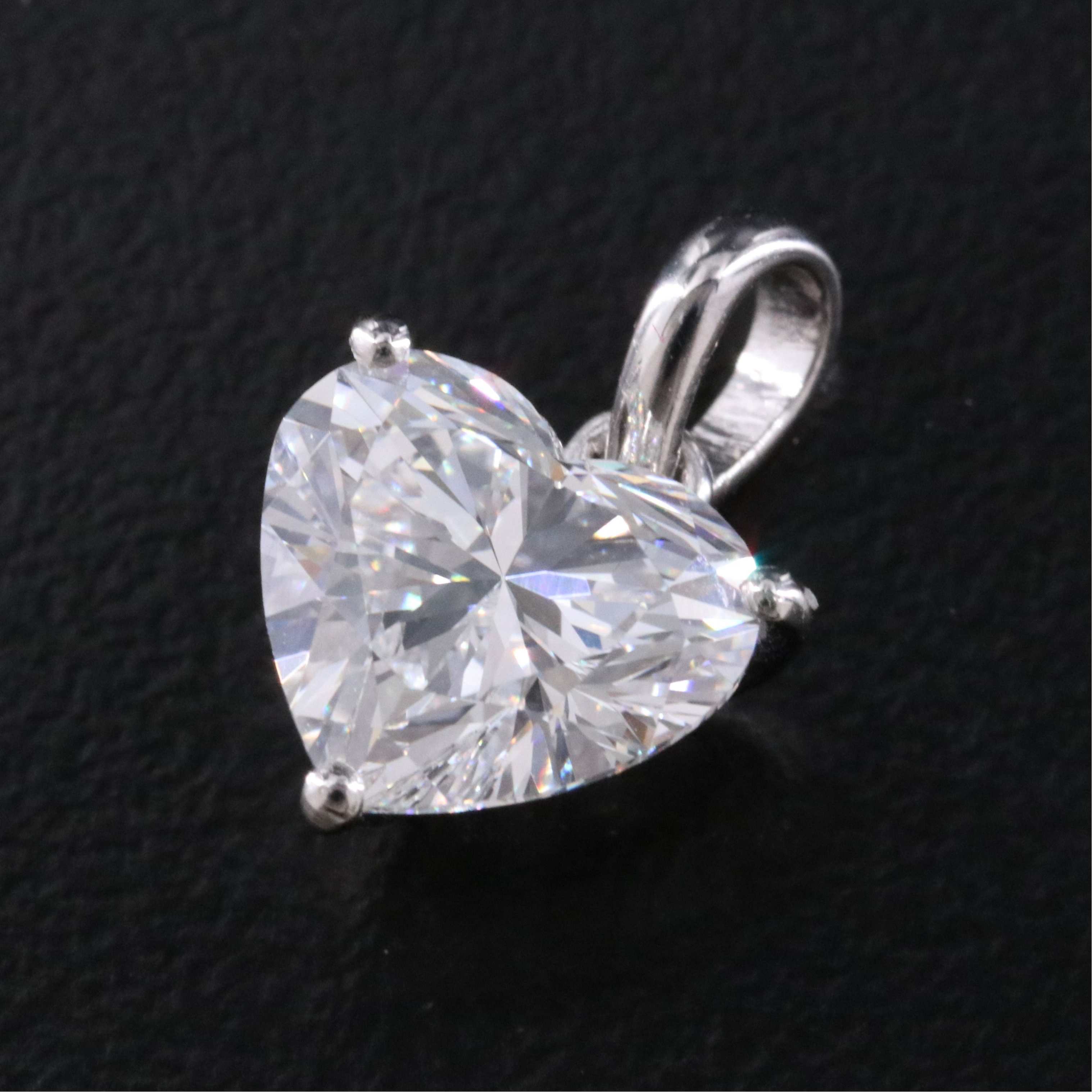 Platinum 2.59 CT Lab Grown Diamond Heart Solitaire Pendant