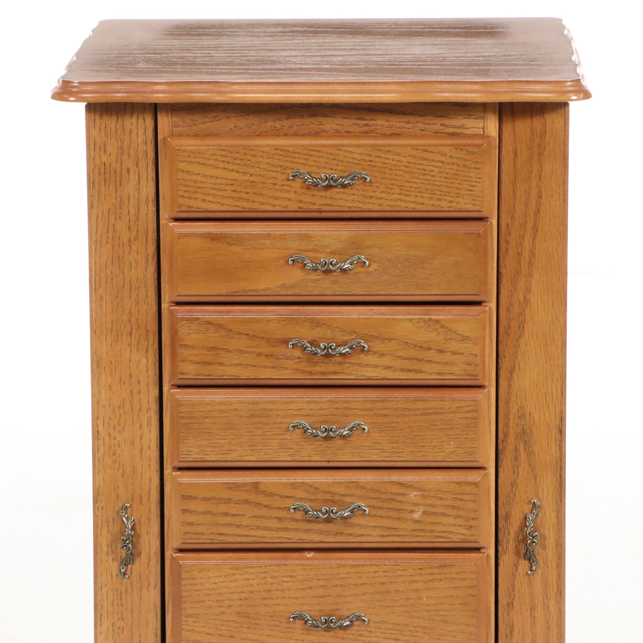 Powell Furniture Queen Anne Style Oak Jewelry Armoire, 1989