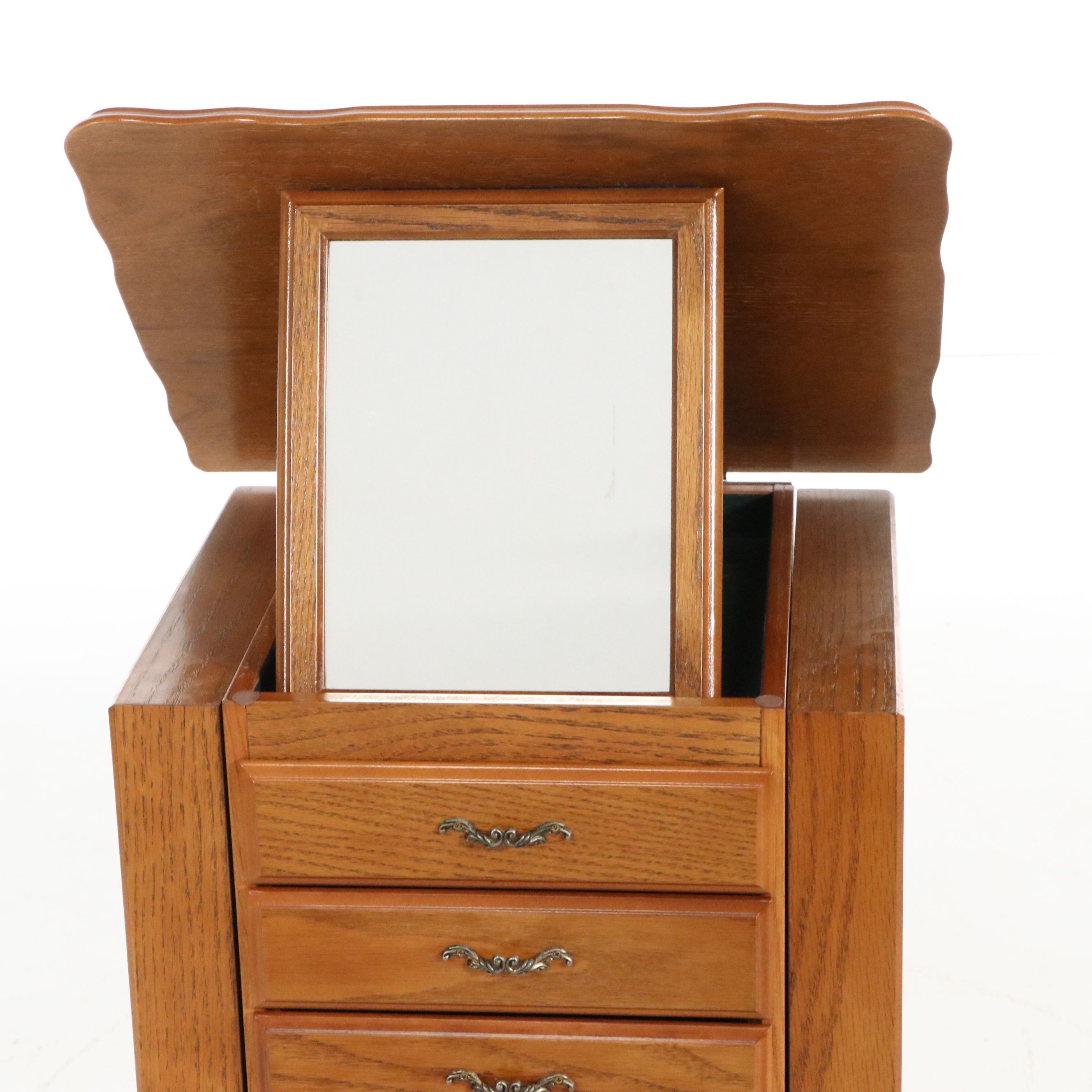 Powell Furniture Queen Anne Style Oak Jewelry Armoire, 1989