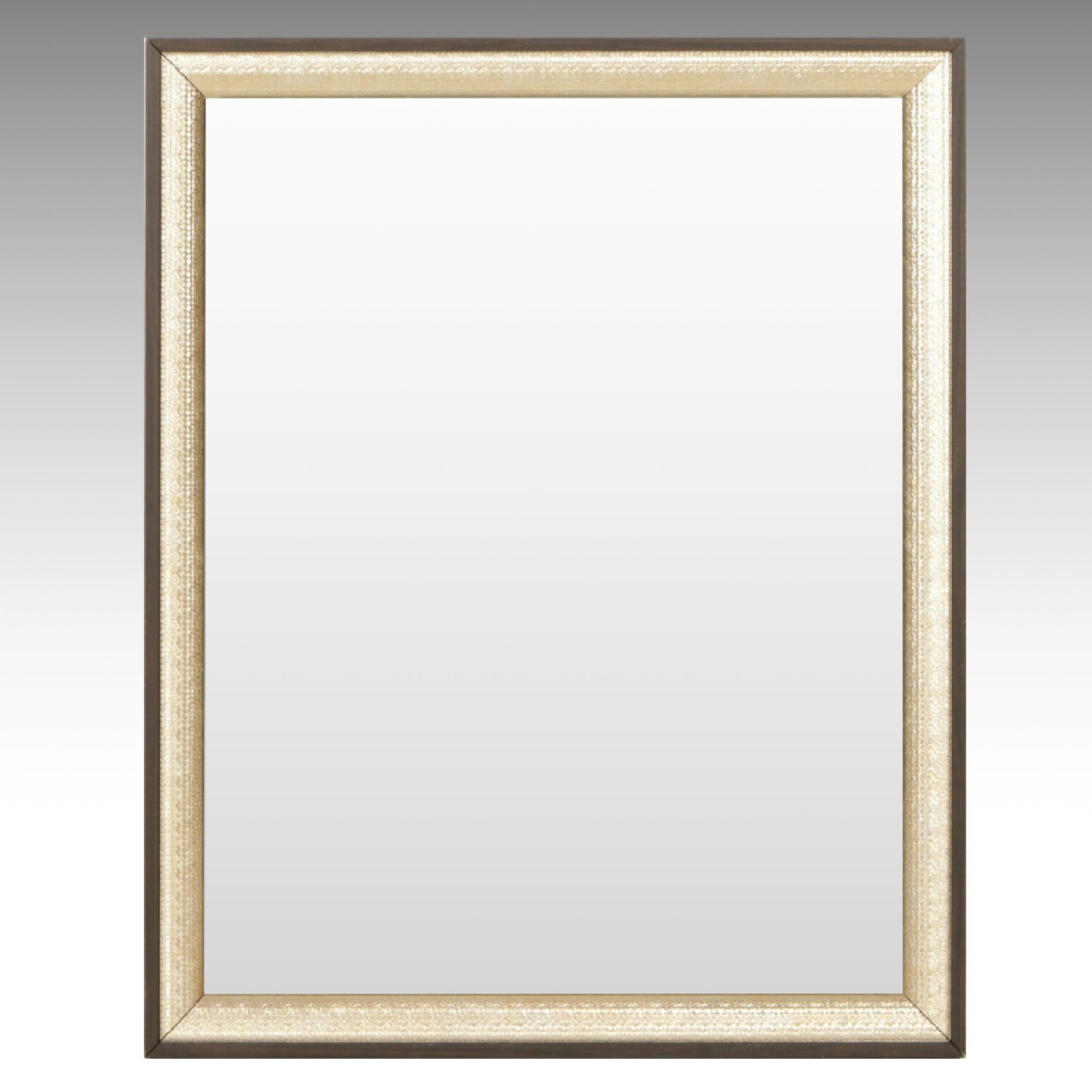 Champagne and Wood Veneer Beveled Wall Mirror