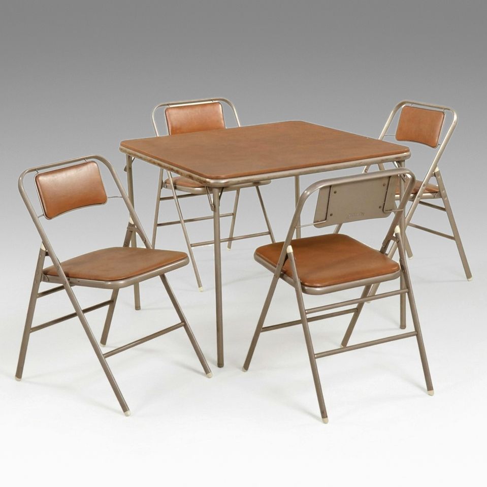Samsonite Folding Card Table and Four Chairs, Mid-20th Century