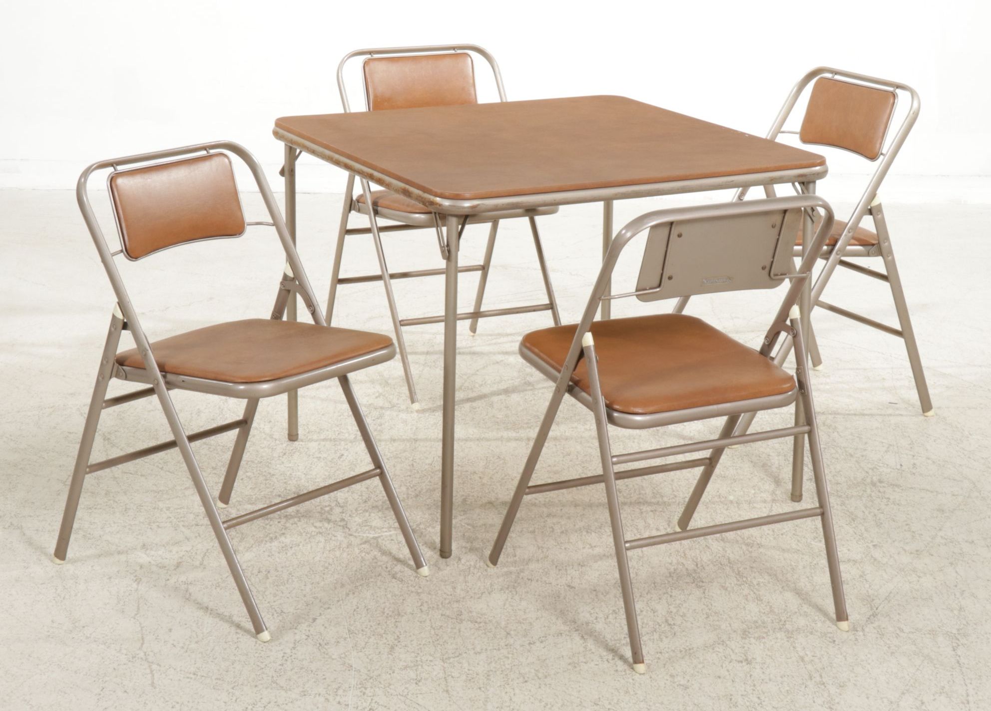 Samsonite Folding Card Table and Four Chairs, Mid-20th Century