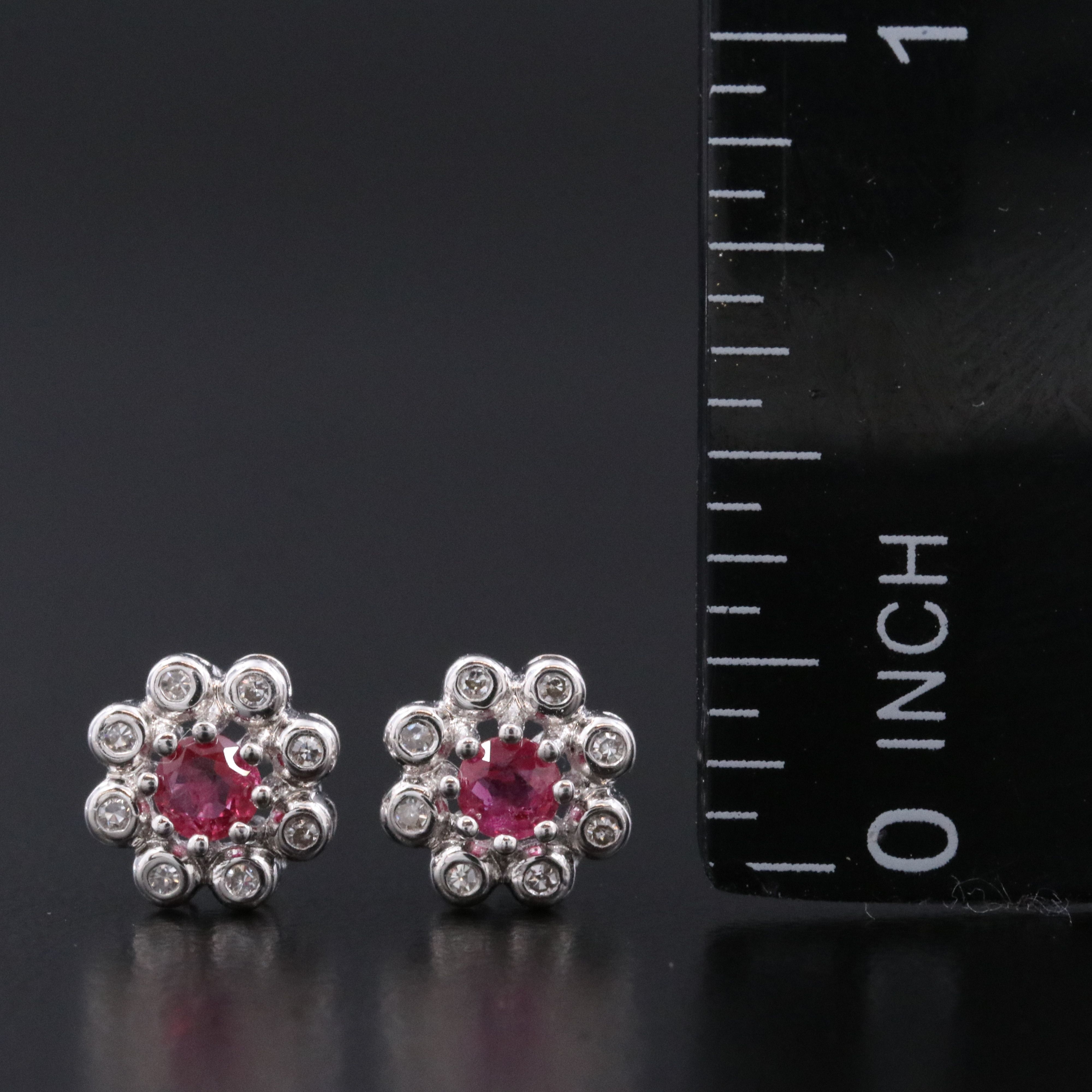 14K Ruby and Diamond Stud Earrings