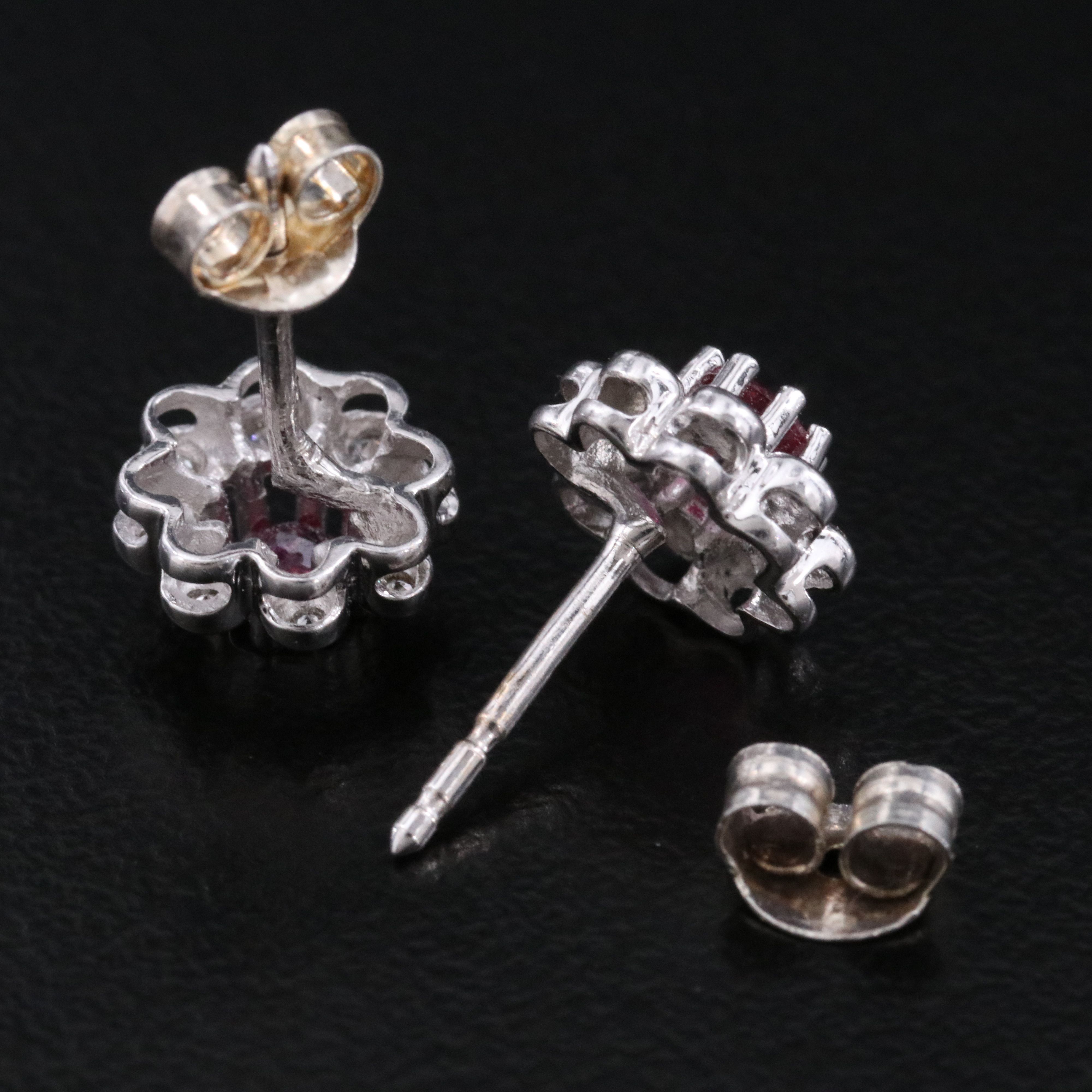 14K Ruby and Diamond Stud Earrings