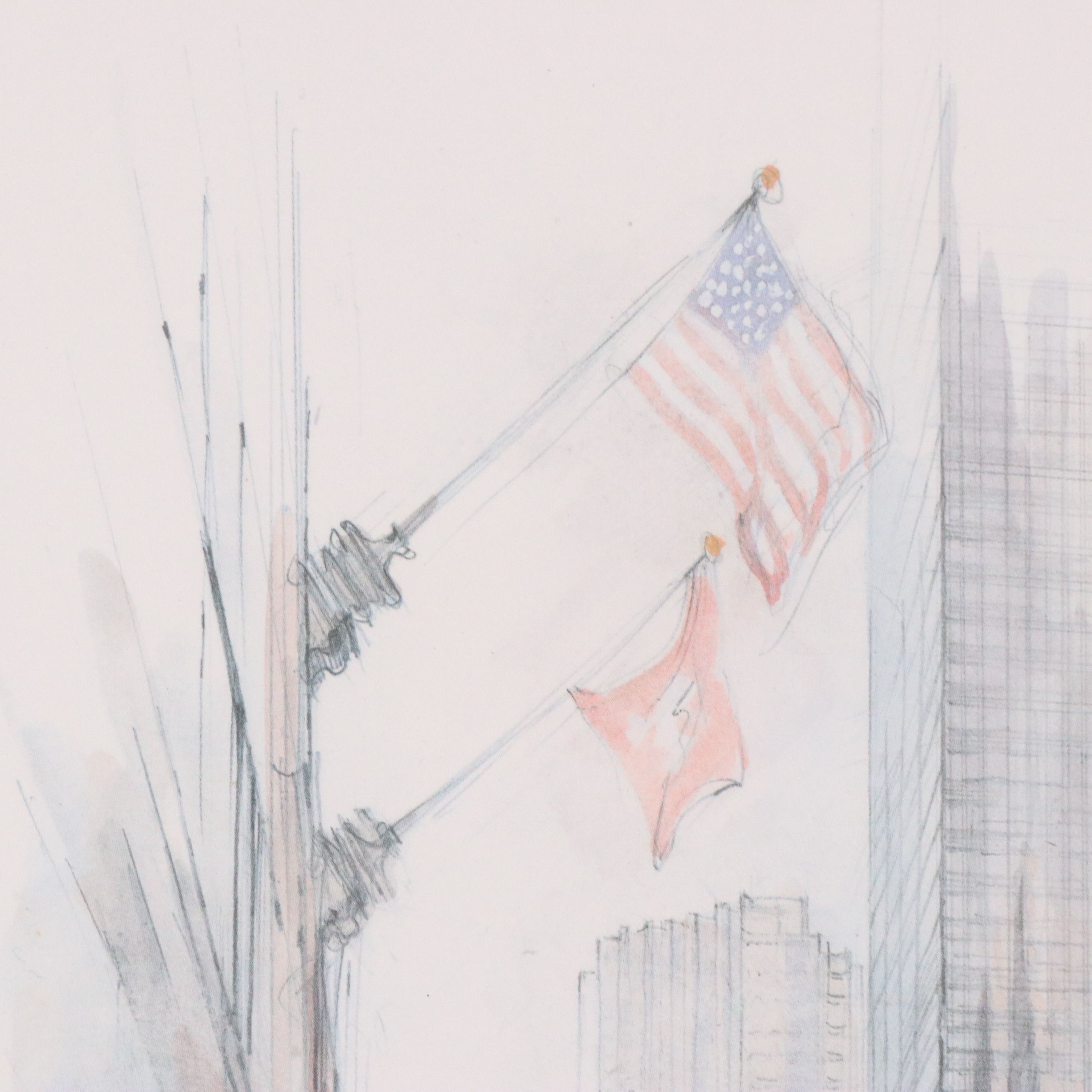 After Mads Stage and Jan Korthals Travel Sketch Offset Prints, Late 20th Century