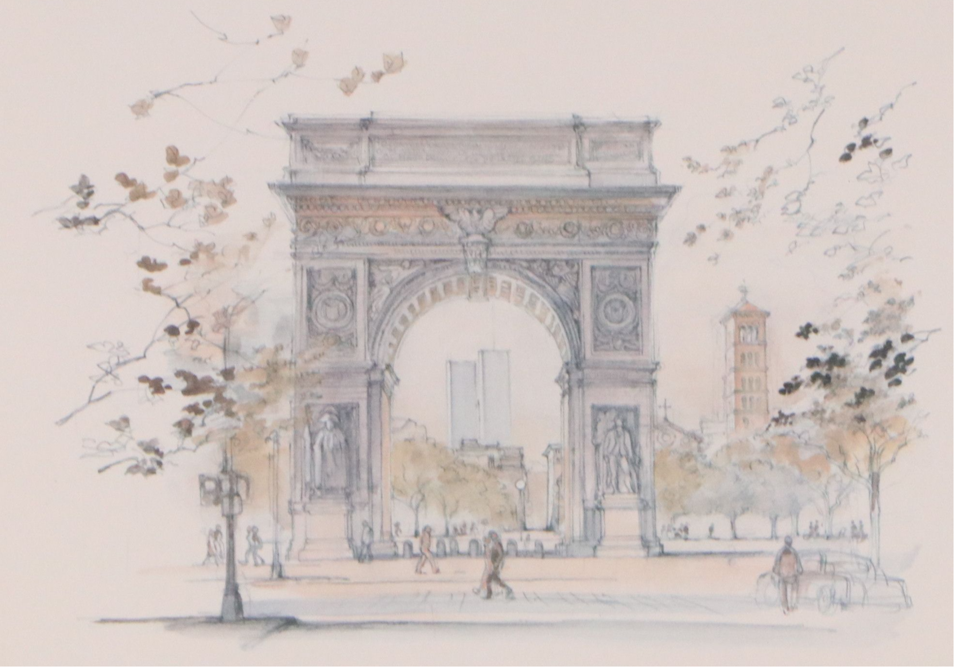 After Mads Stage and Jan Korthals Travel Sketch Offset Prints, Late 20th Century