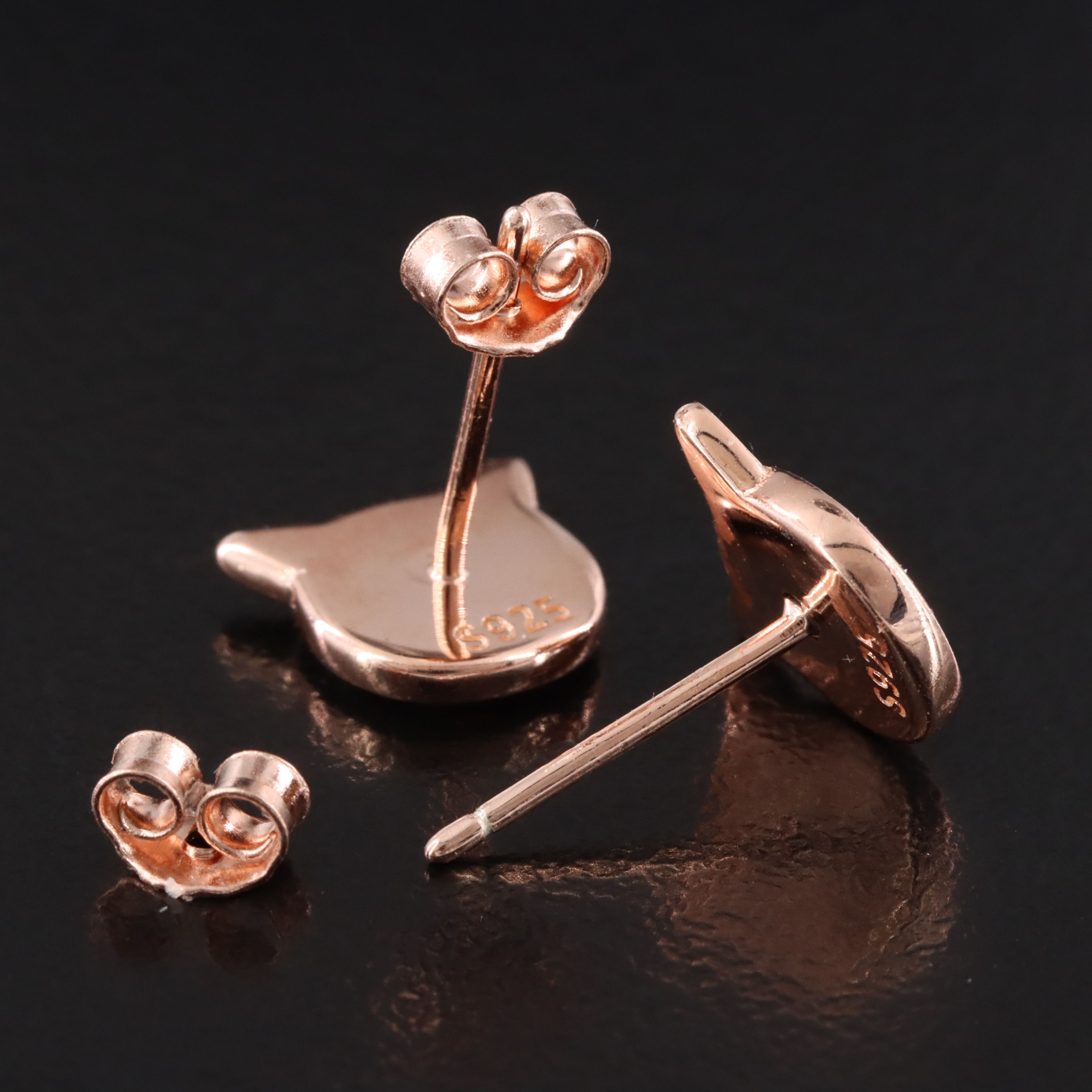 Sterling Opal Cat Stud Earrings