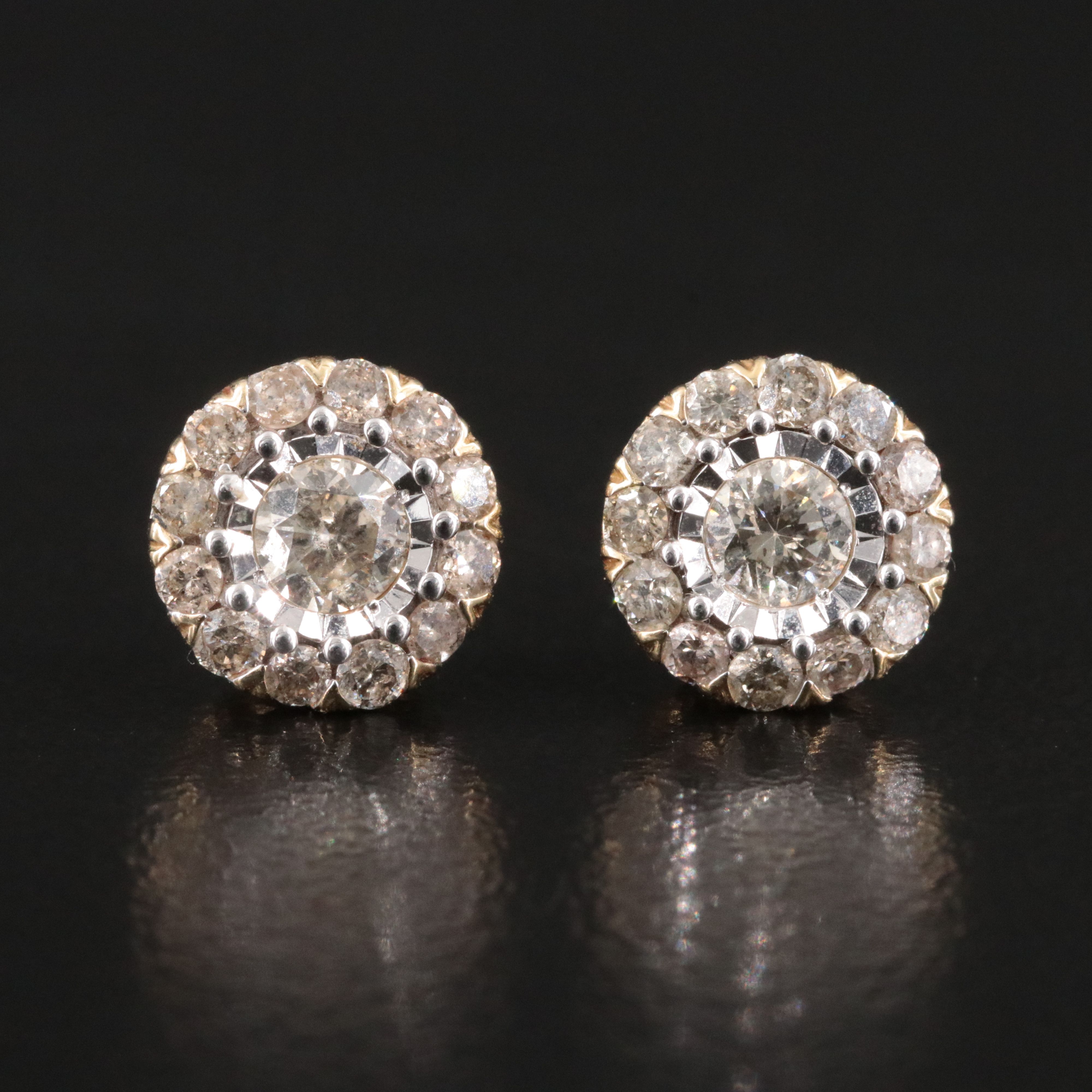 10K 1.00 CTW Diamond Halo Earrings