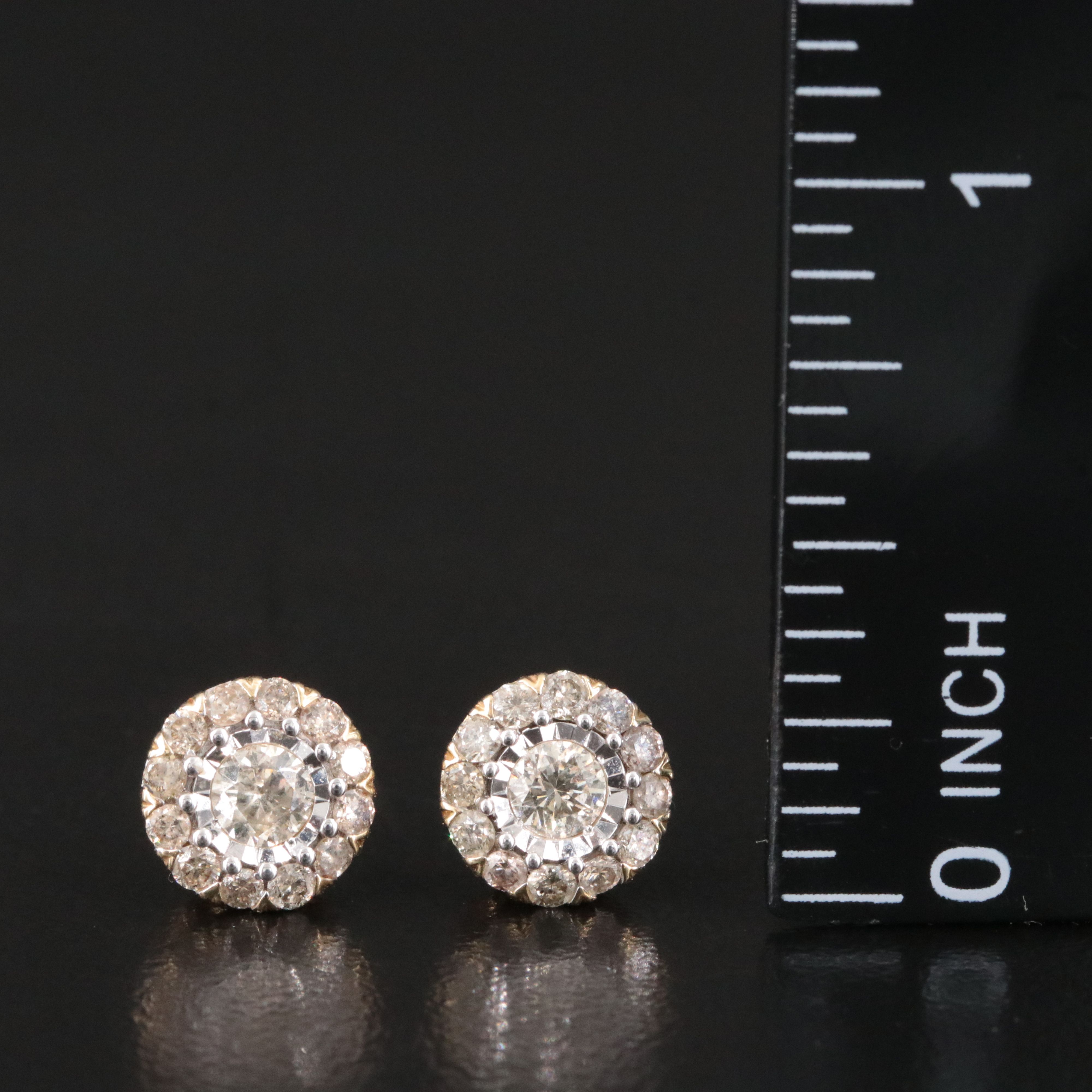 10K 1.00 CTW Diamond Halo Earrings