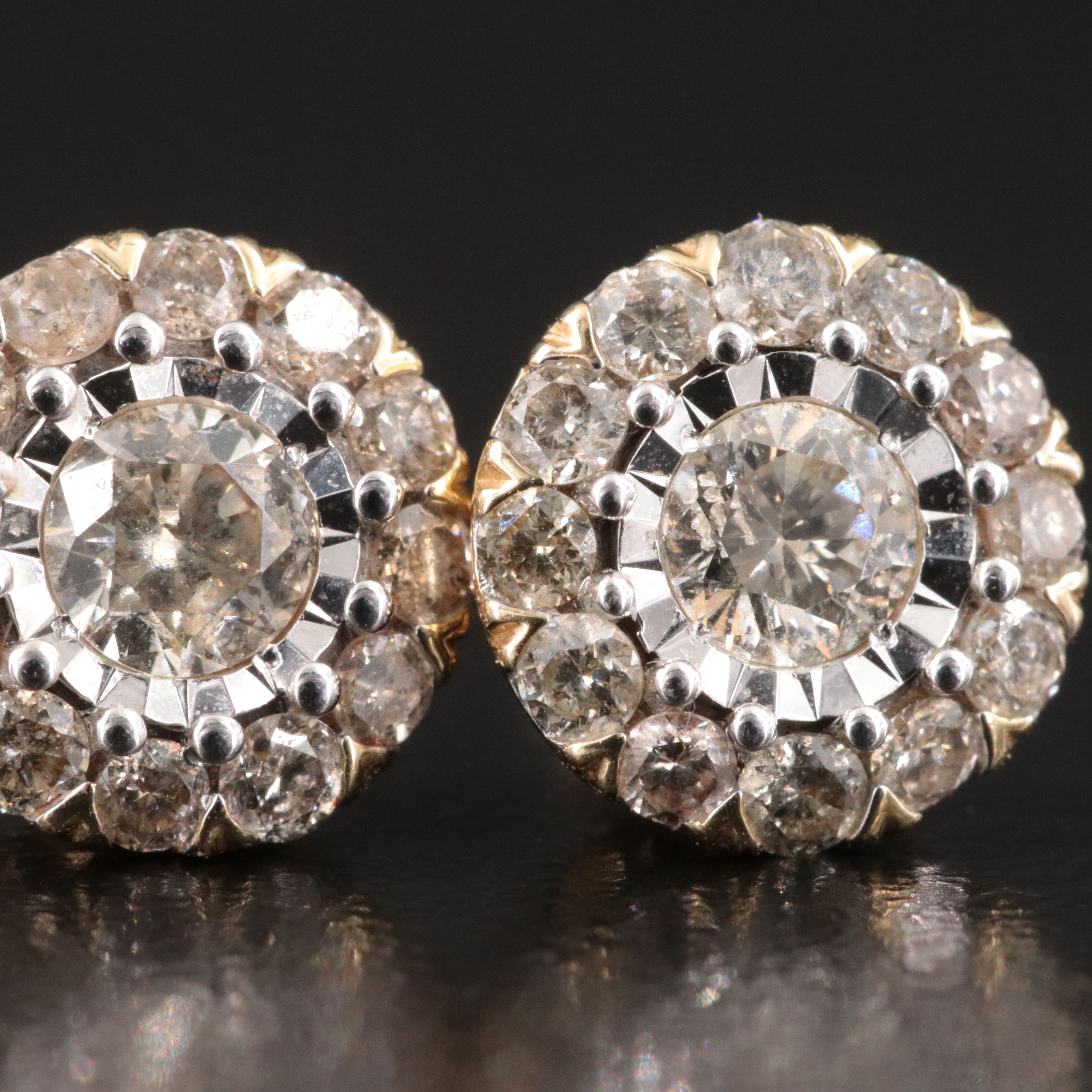 10K 1.00 CTW Diamond Halo Earrings