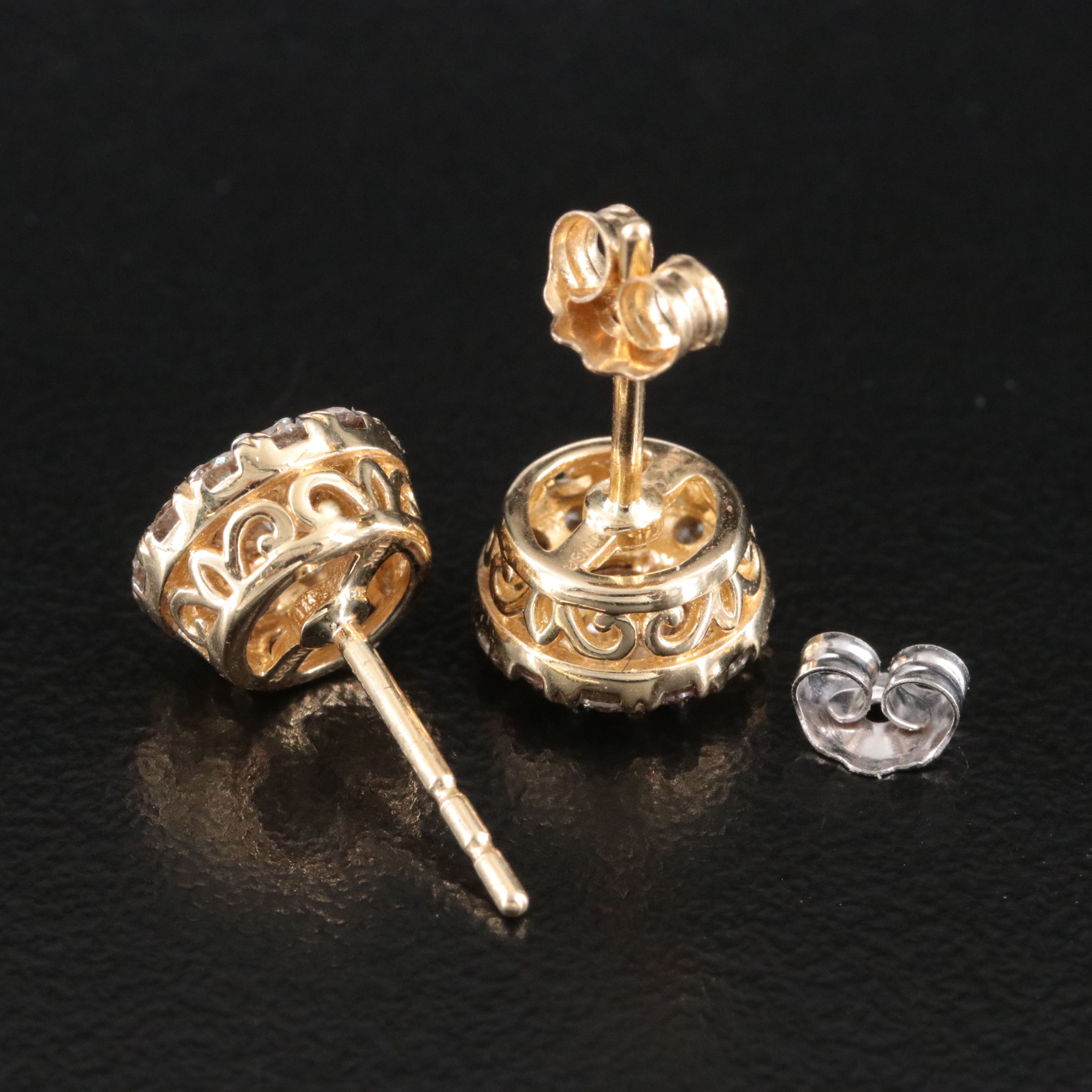 10K 1.00 CTW Diamond Halo Earrings