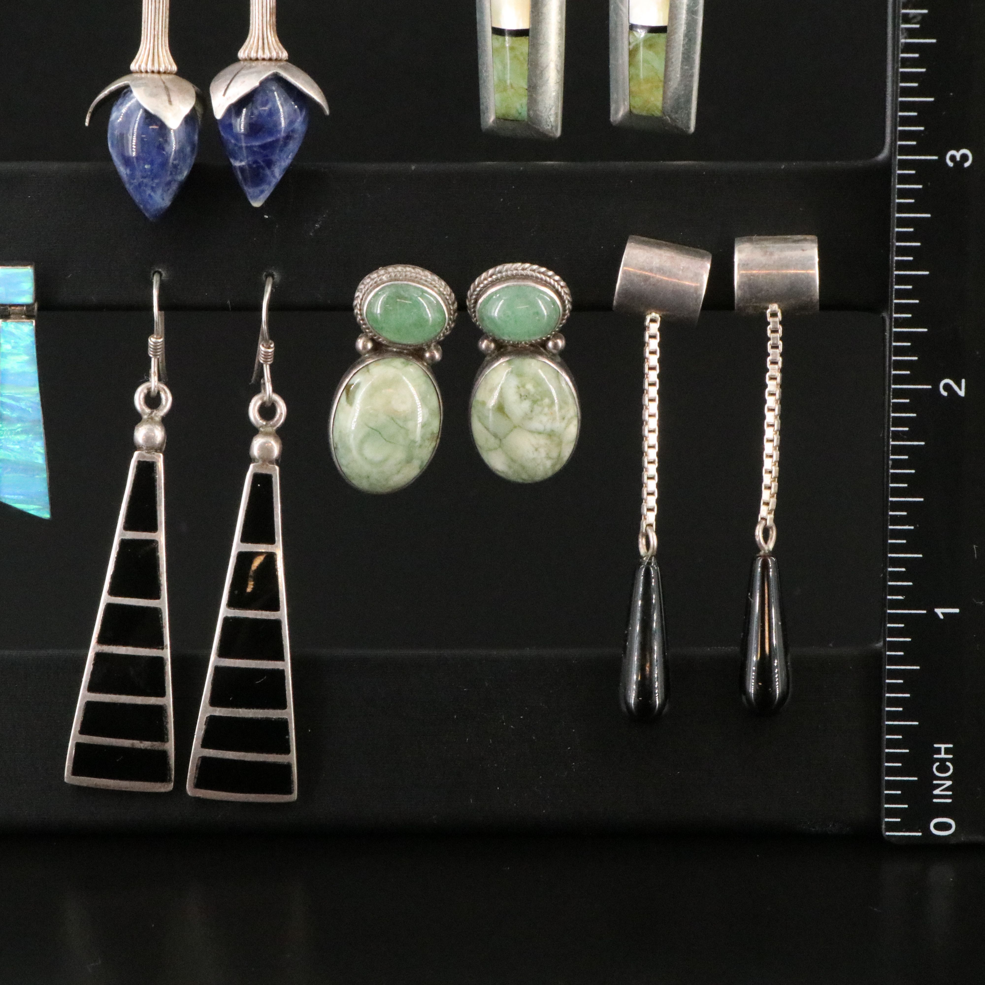 Sterling Earrings Including Artisan Made, Aventurine and Mother-of-Pearl