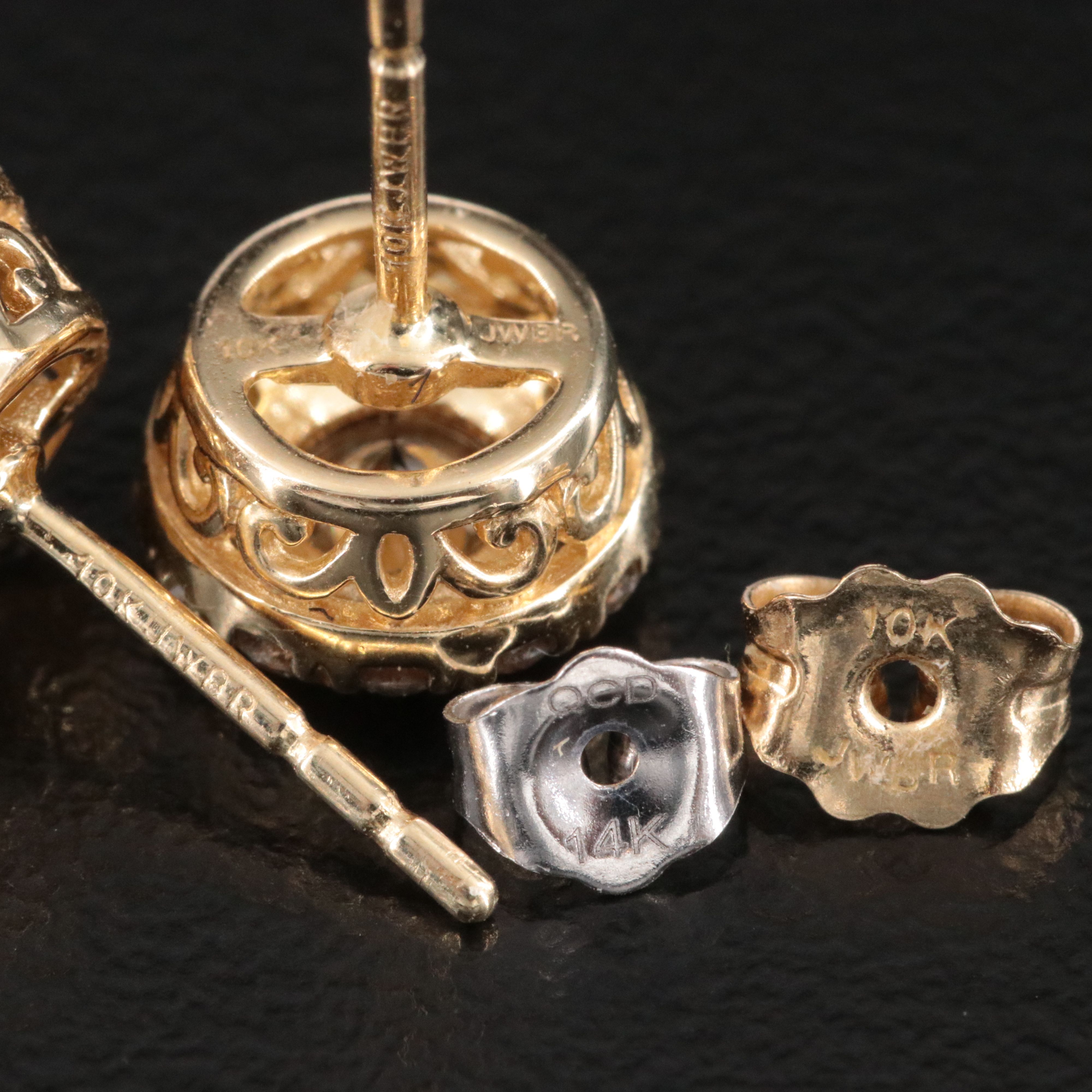 10K 1.00 CTW Diamond Halo Earrings