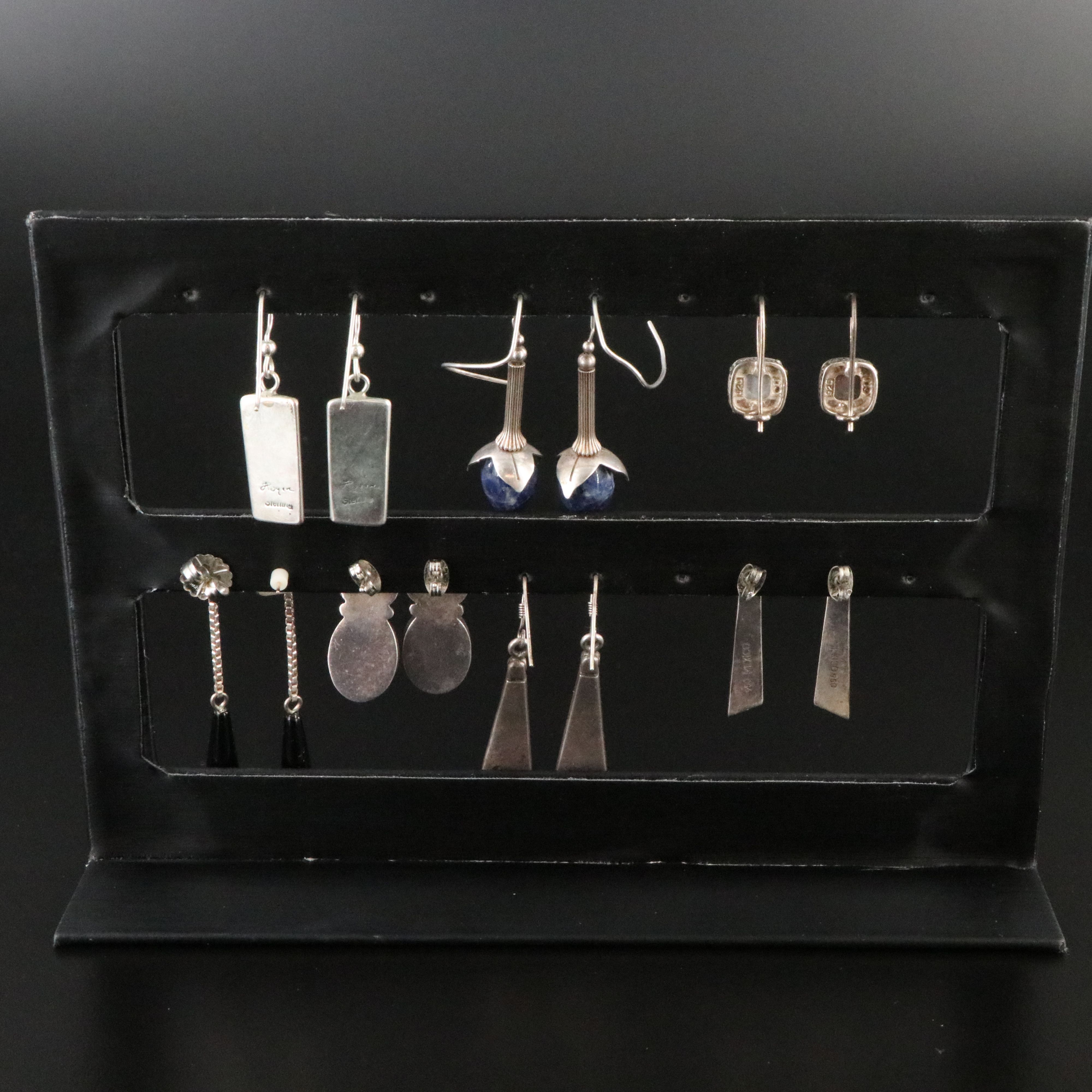 Sterling Earrings Including Artisan Made, Aventurine and Mother-of-Pearl