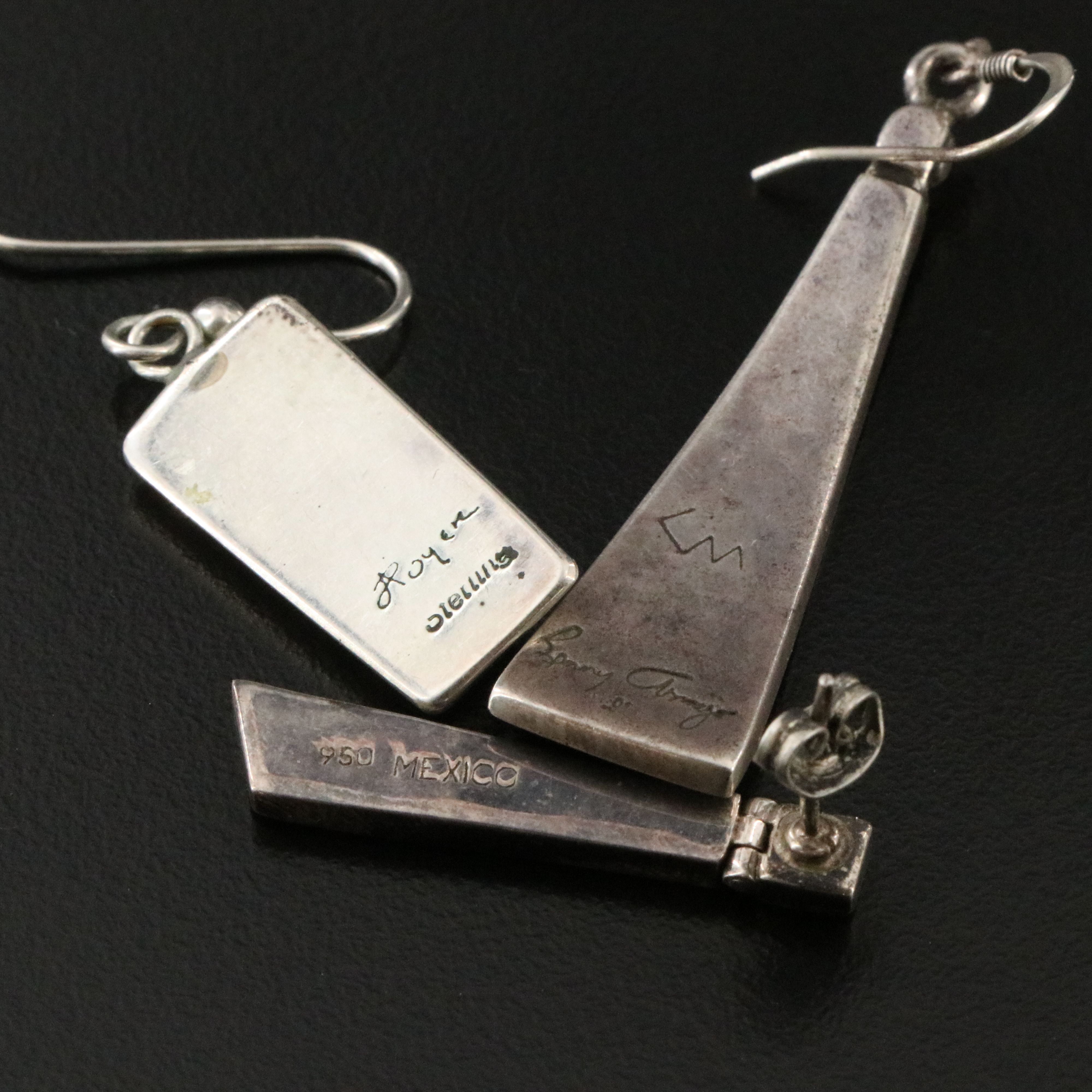 Sterling Earrings Including Artisan Made, Aventurine and Mother-of-Pearl