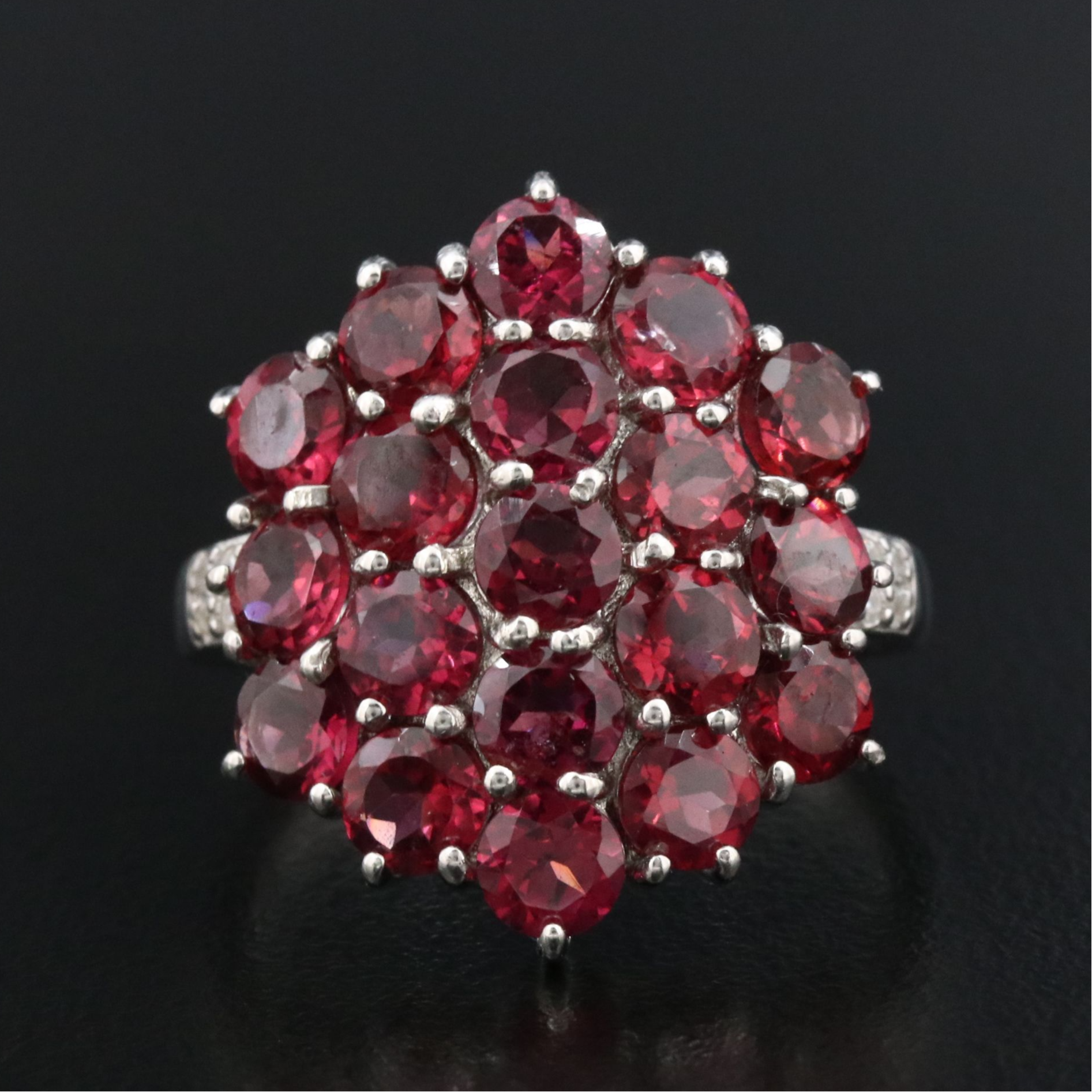 Sterling Garnet and CZ Ring