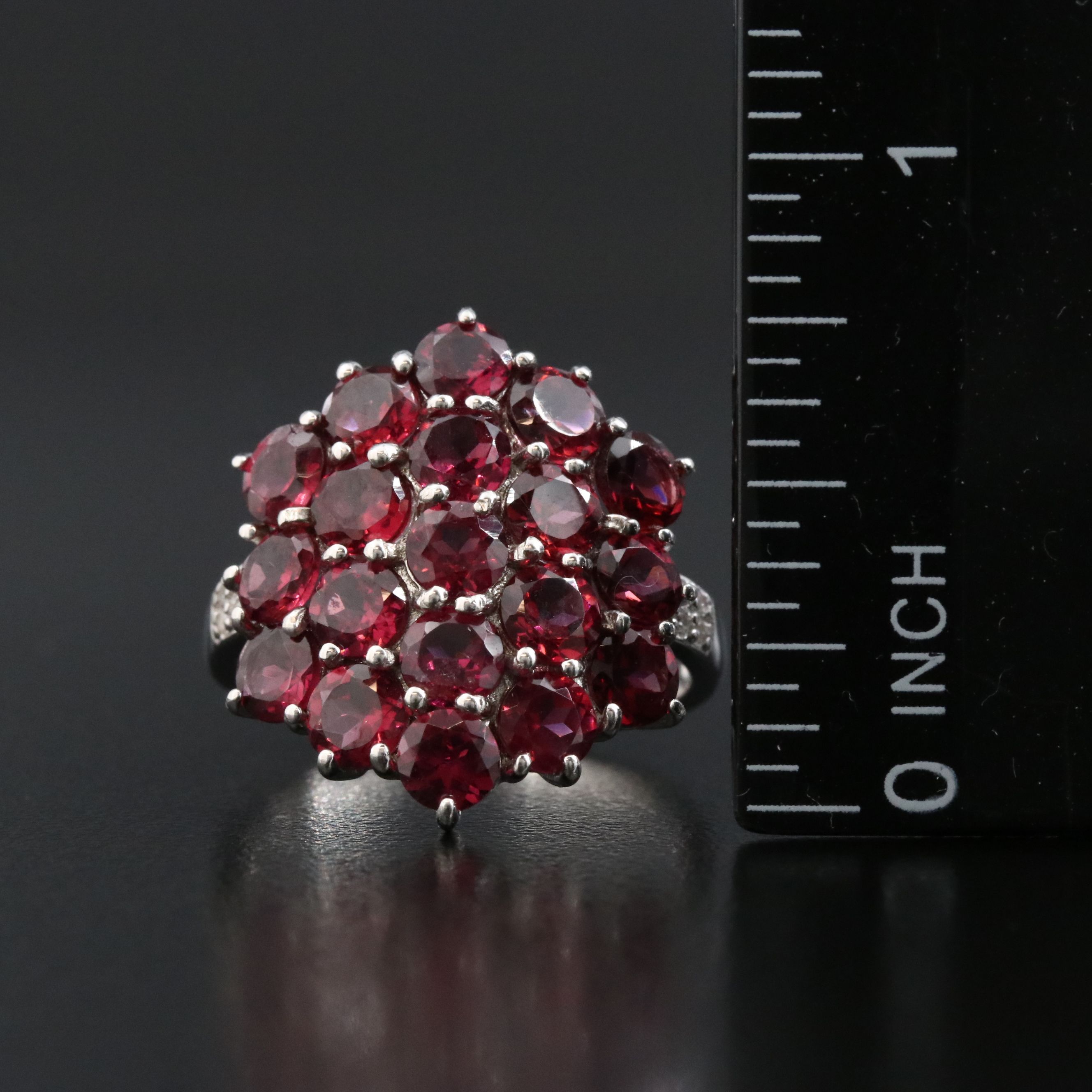 Sterling Garnet and CZ Ring