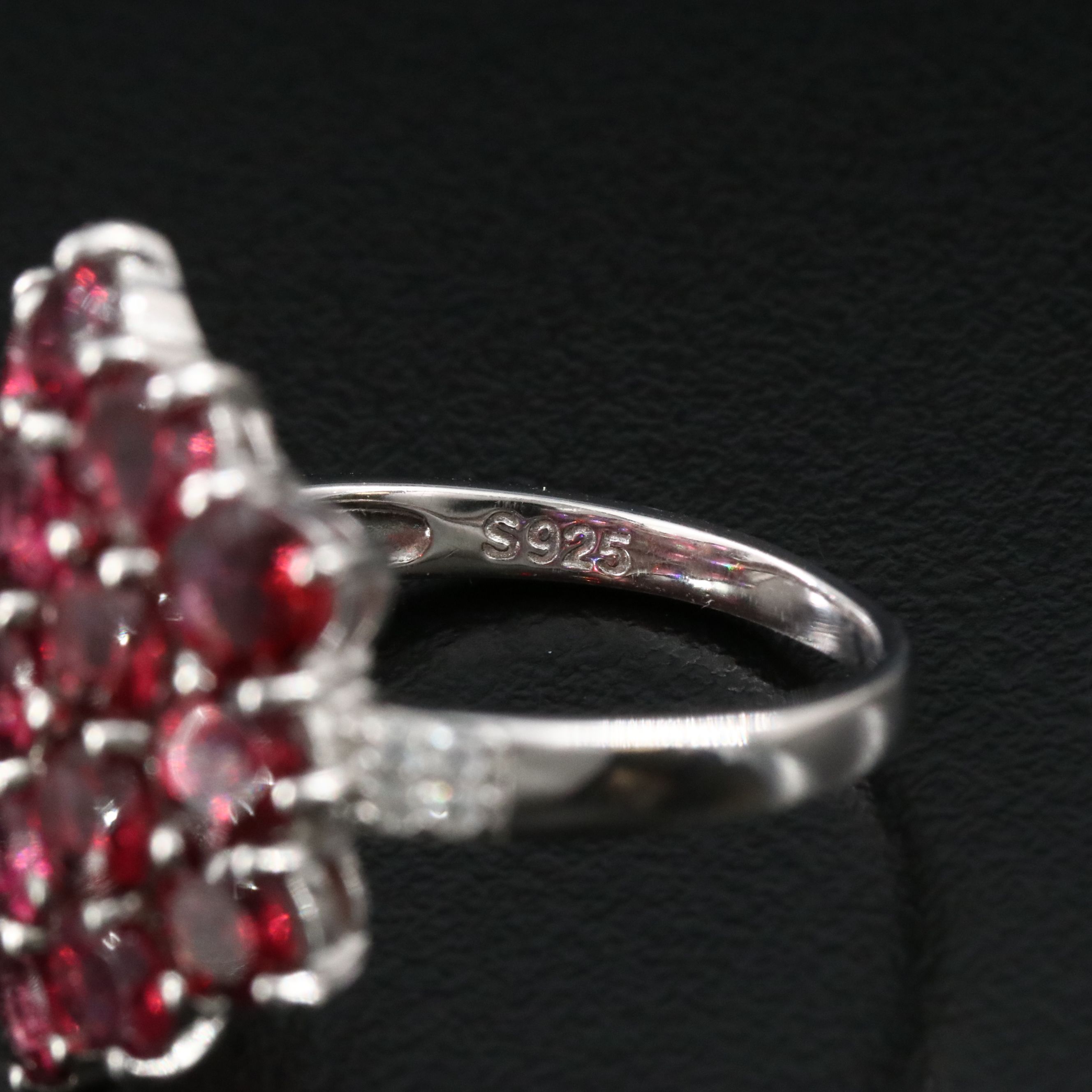 Sterling Garnet and CZ Ring