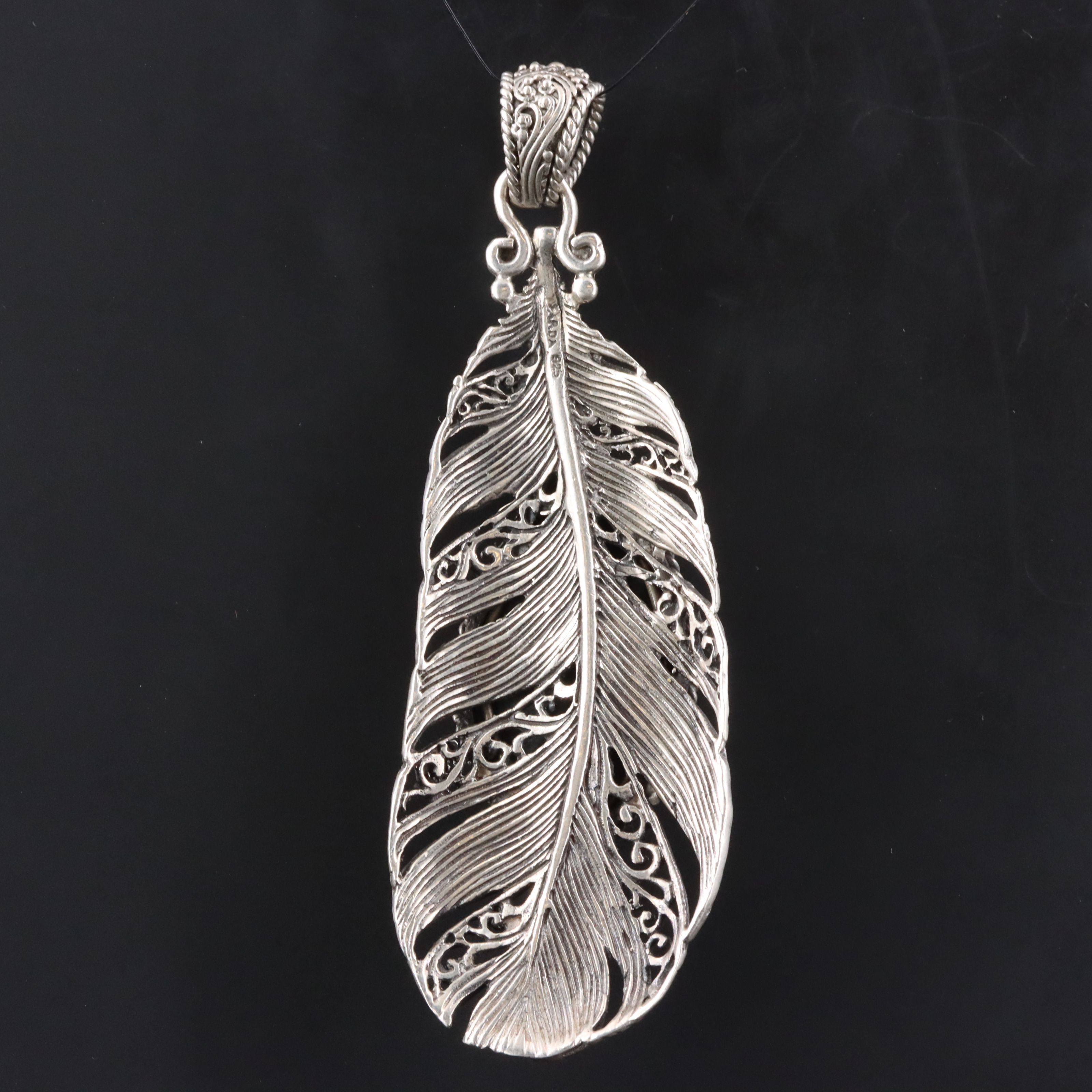 Sarda Sterling Turquoise Mosaic and Sapphire Feather Pendant