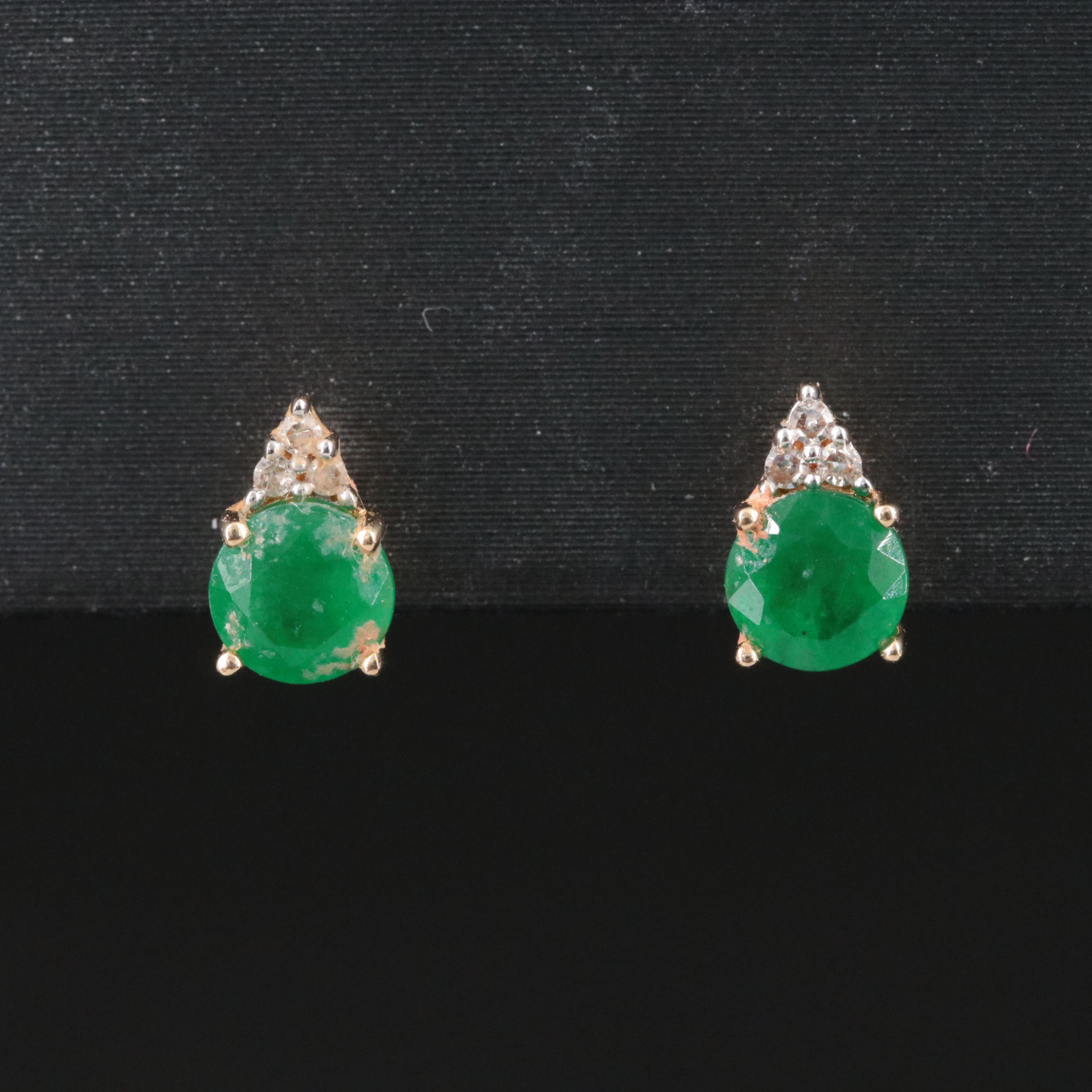 14K Emerald and Diamond Earrings