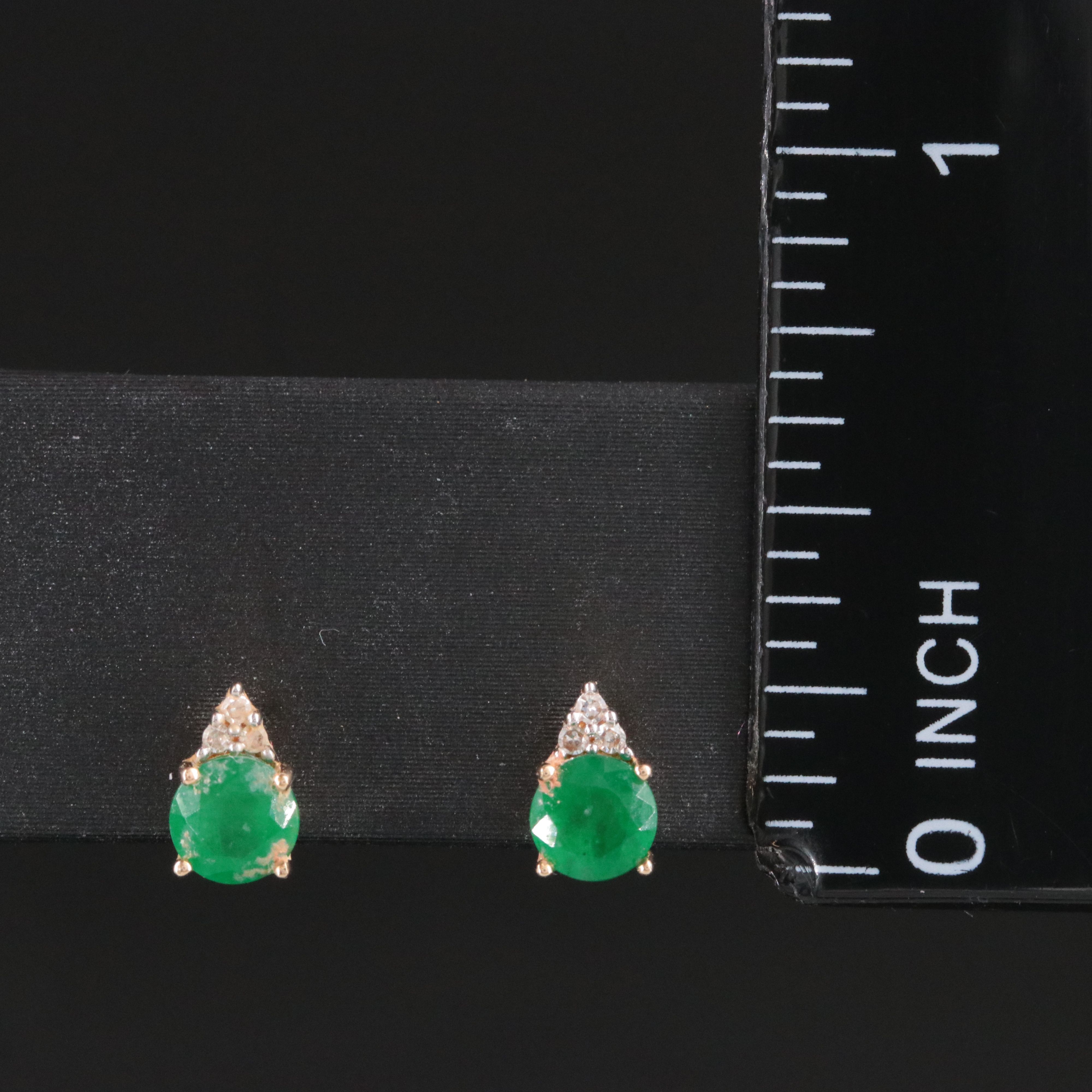14K Emerald and Diamond Earrings