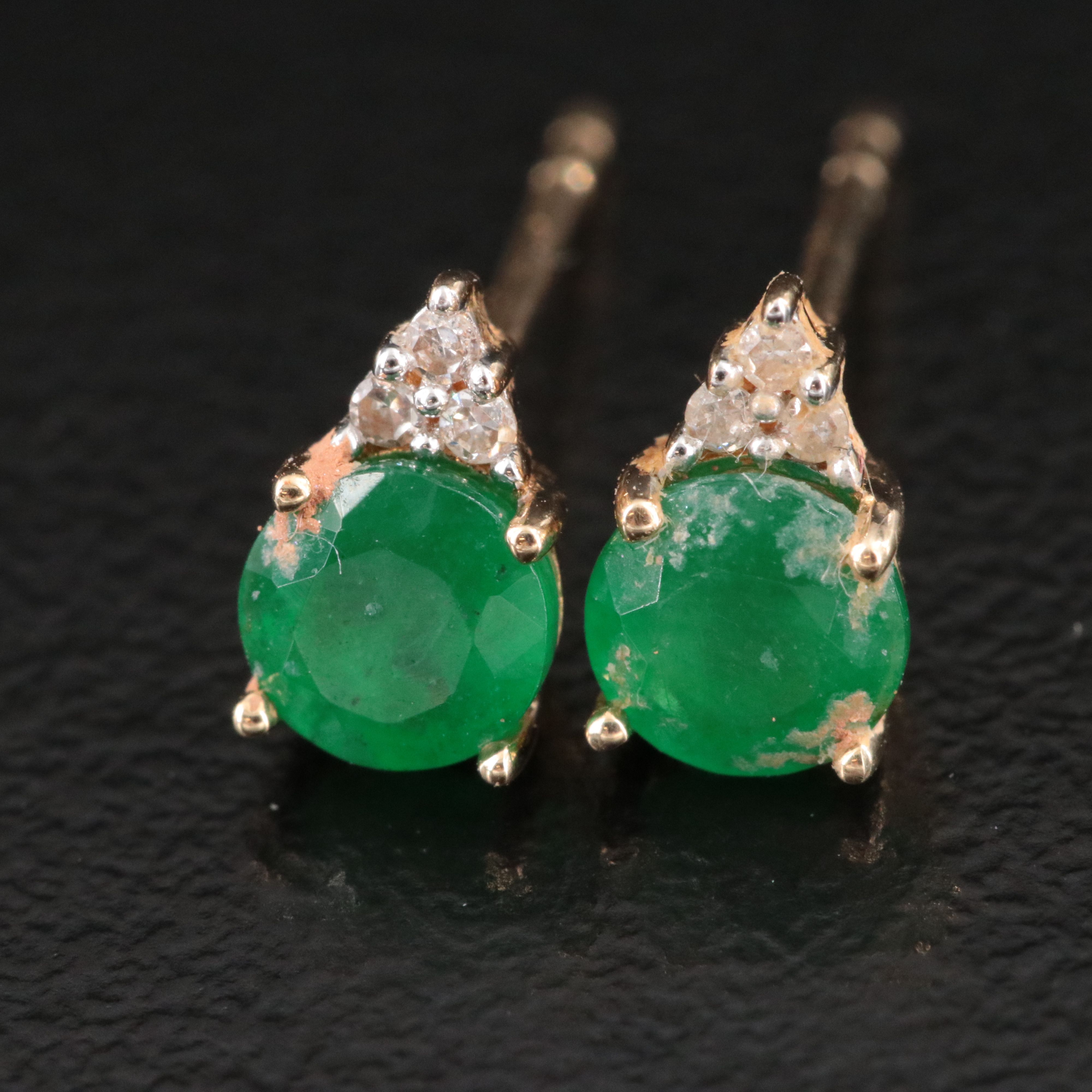 14K Emerald and Diamond Earrings