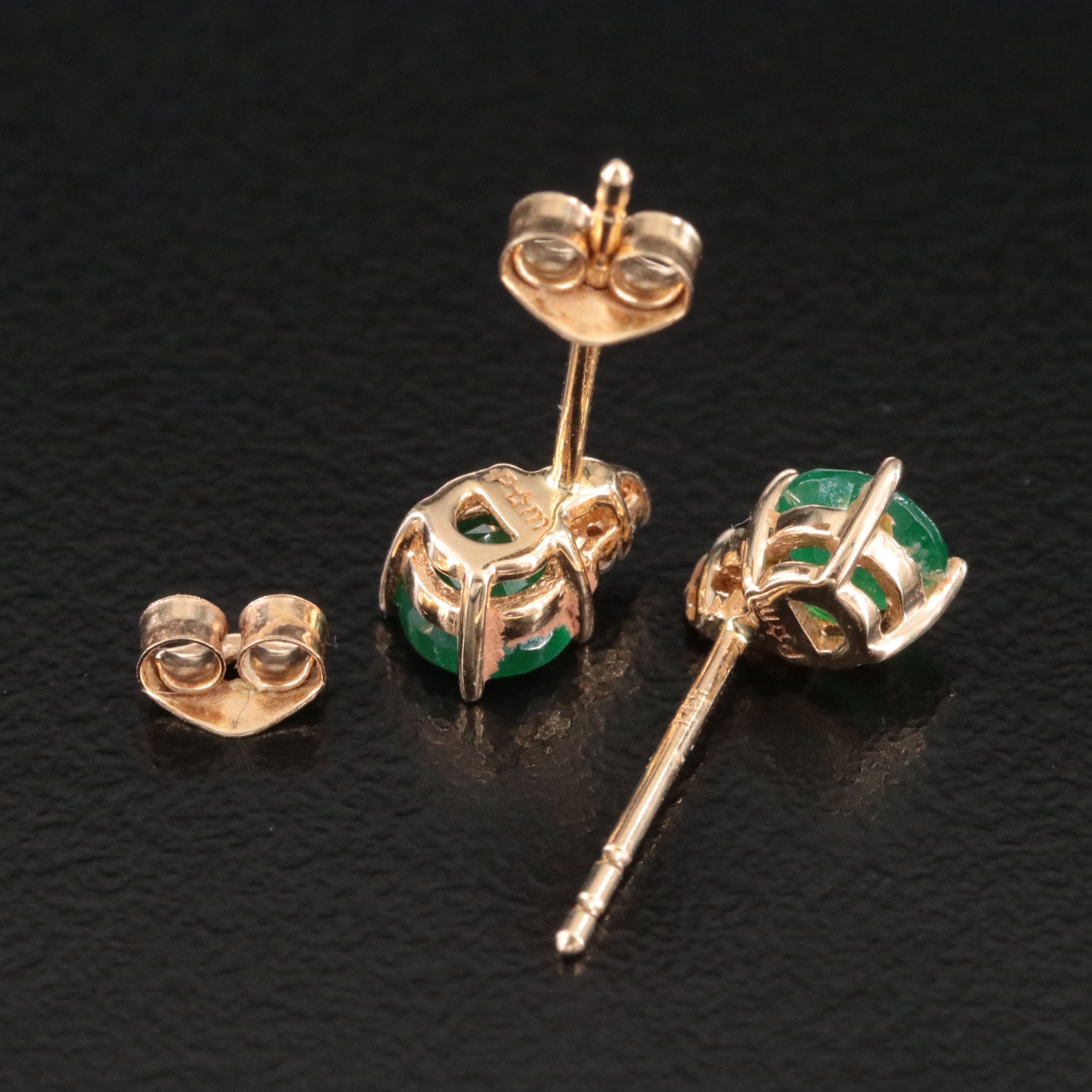 14K Emerald and Diamond Earrings