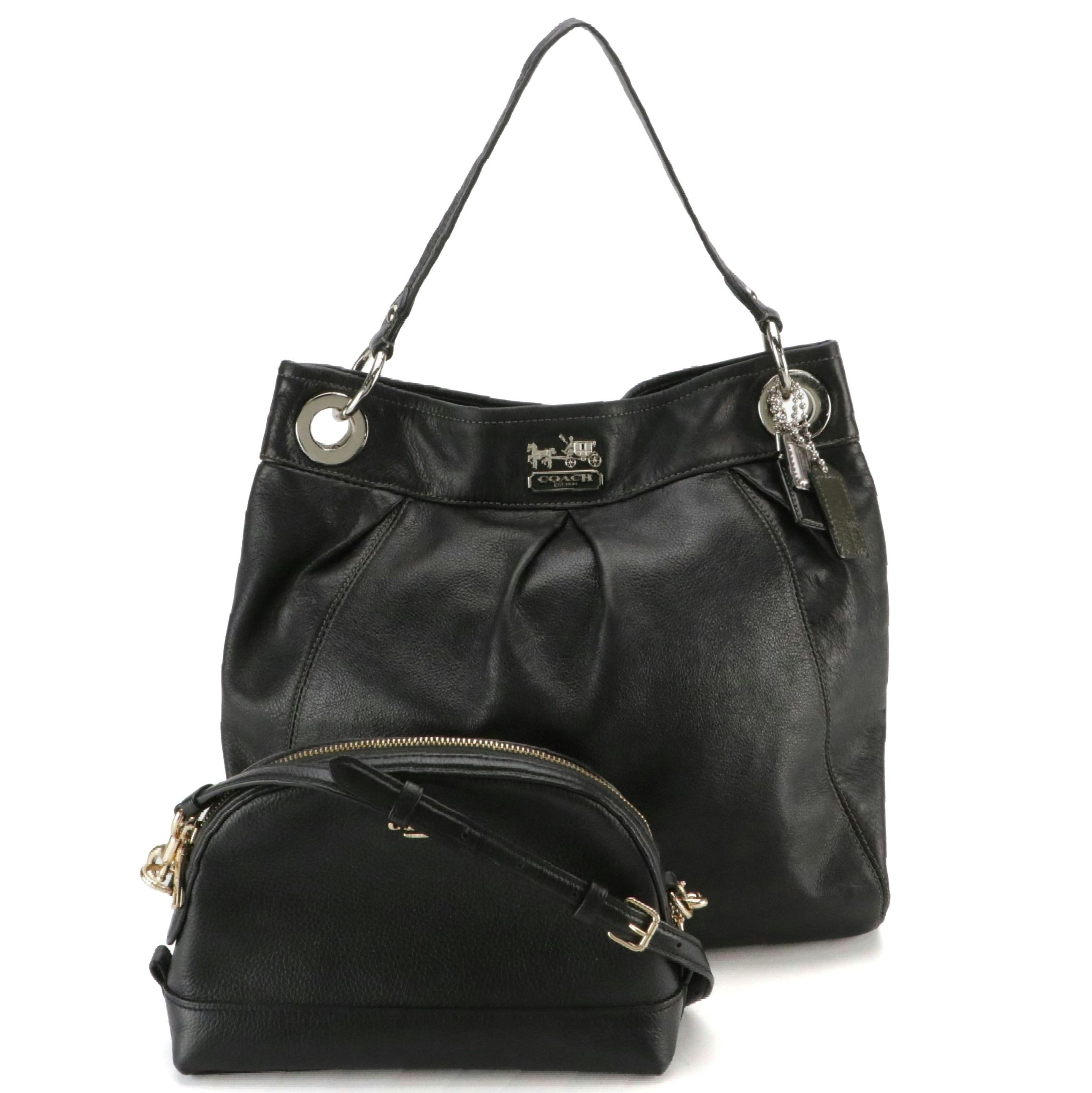 Coach Domed Crossbody Bag and Hippie Hobo Shoulder Bag in Black Leather