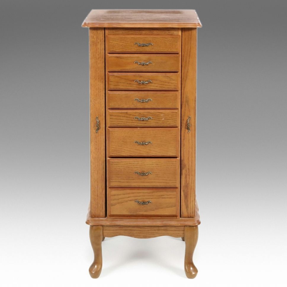 Powell Furniture Queen Anne Style Oak Jewelry Armoire, 1989