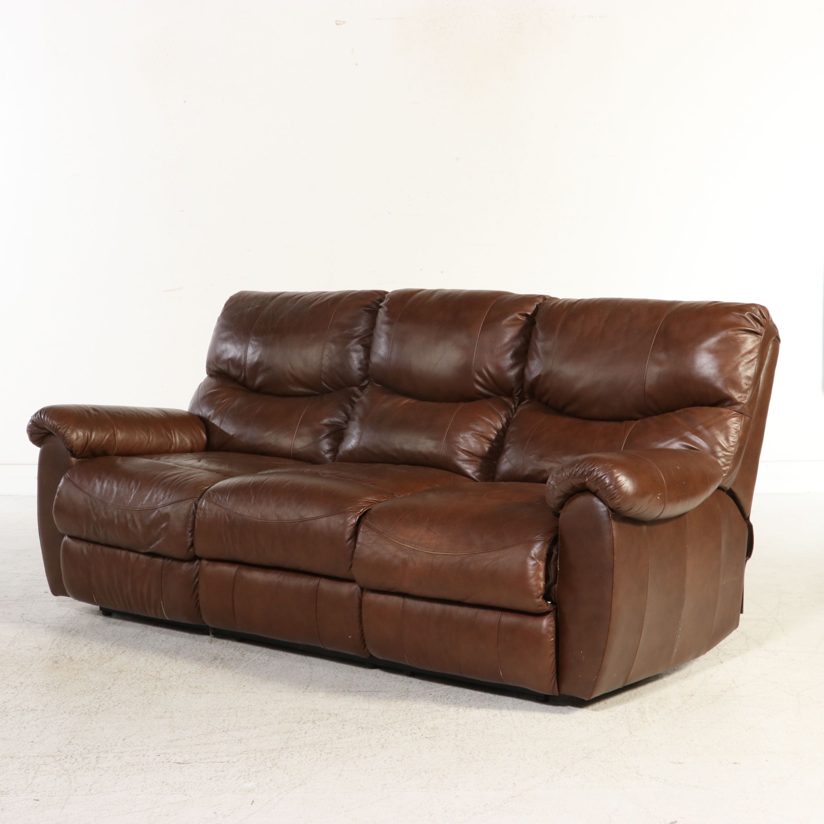 Contemporary Dual-Reclining Leather Sofa, 21st Century