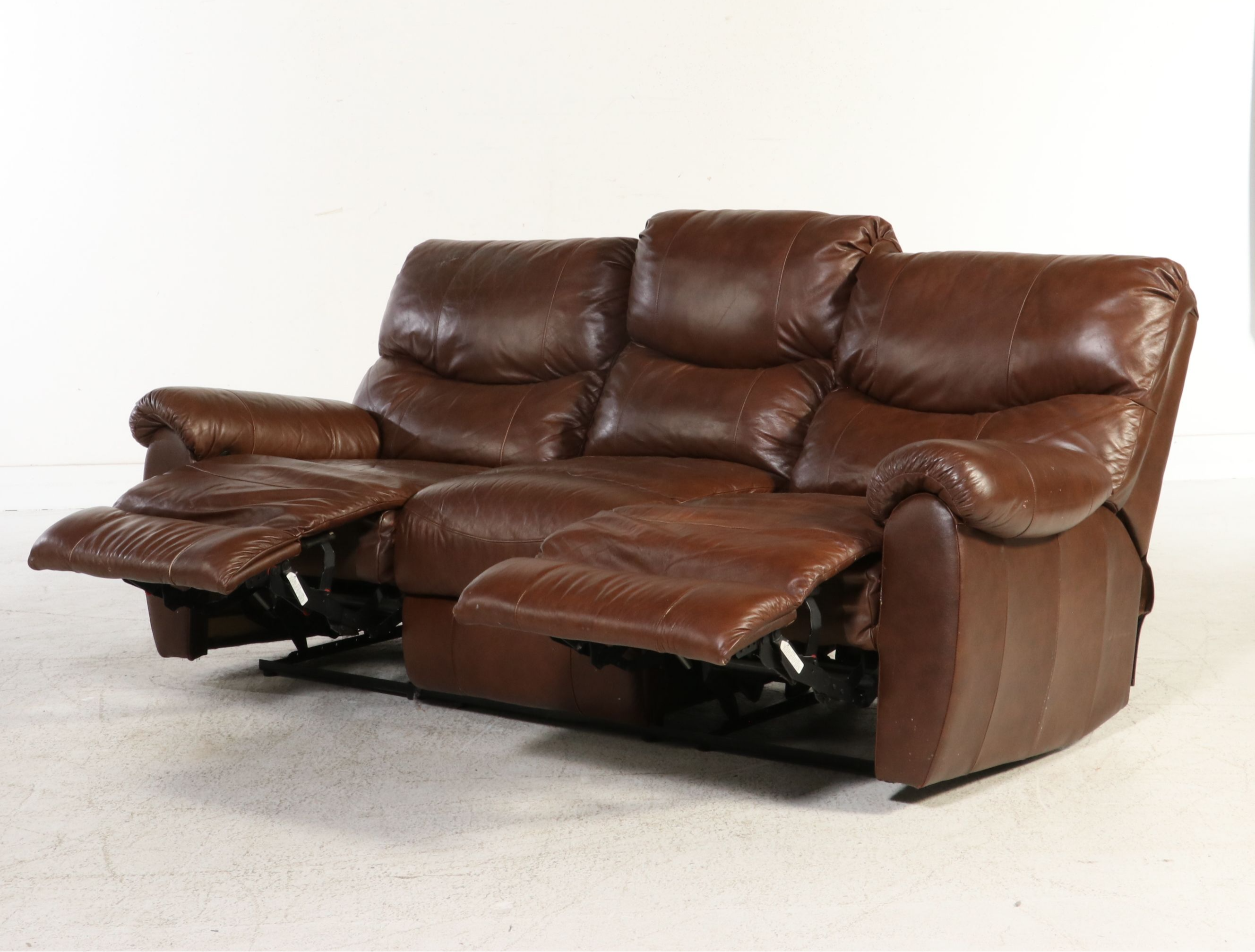Contemporary Dual-Reclining Leather Sofa, 21st Century